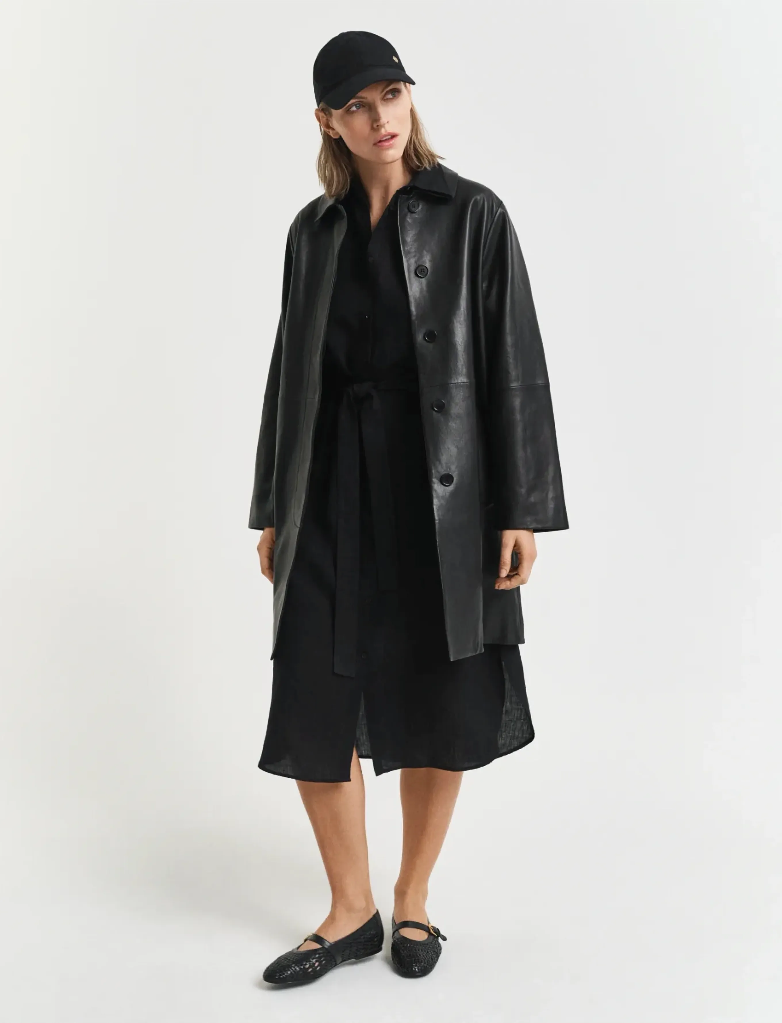 Gant - REG LINEN SS SHIRT DRESS - robes chemises - black - 5