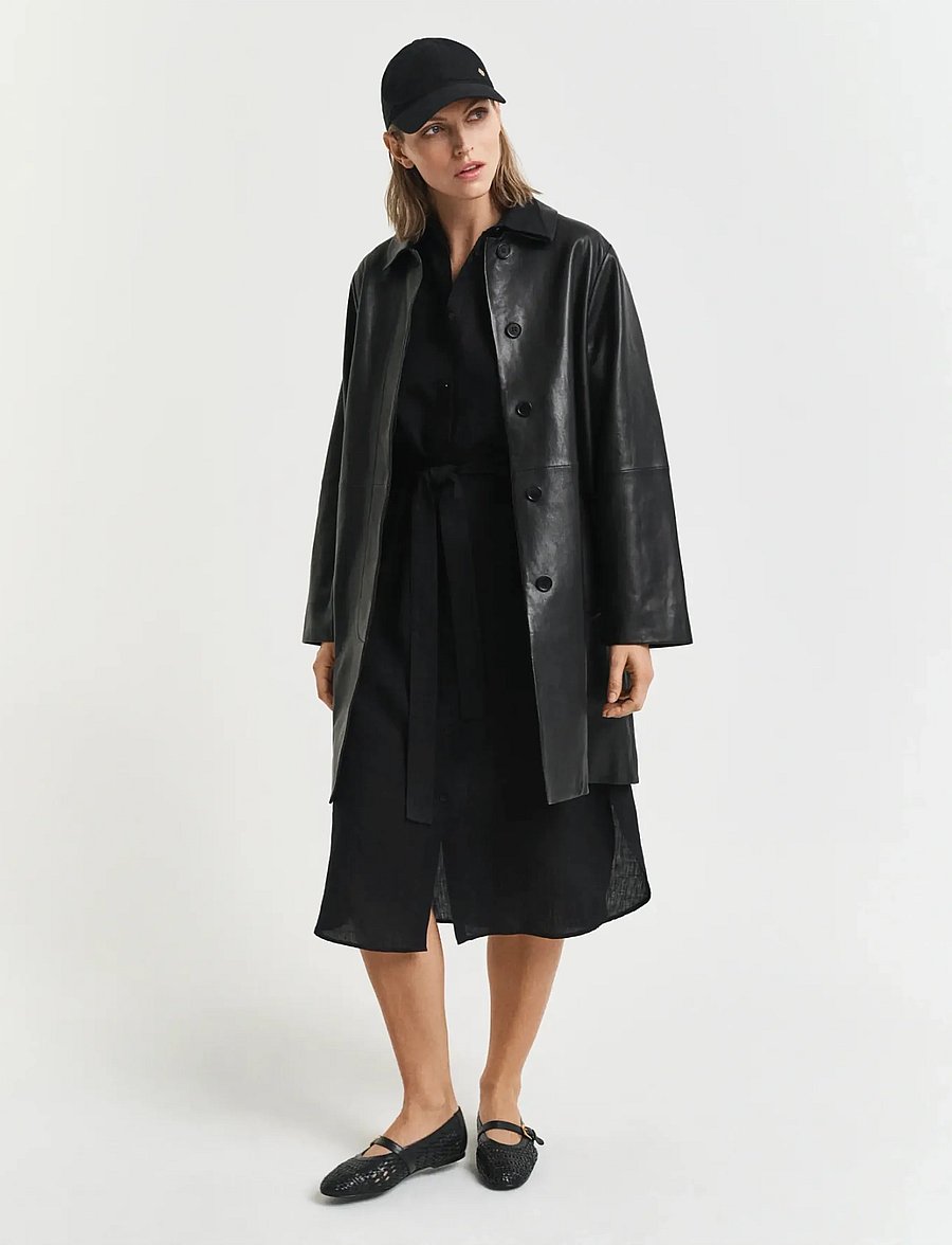 Gant - REG LINEN SS SHIRT DRESS - robes chemises - black - 5