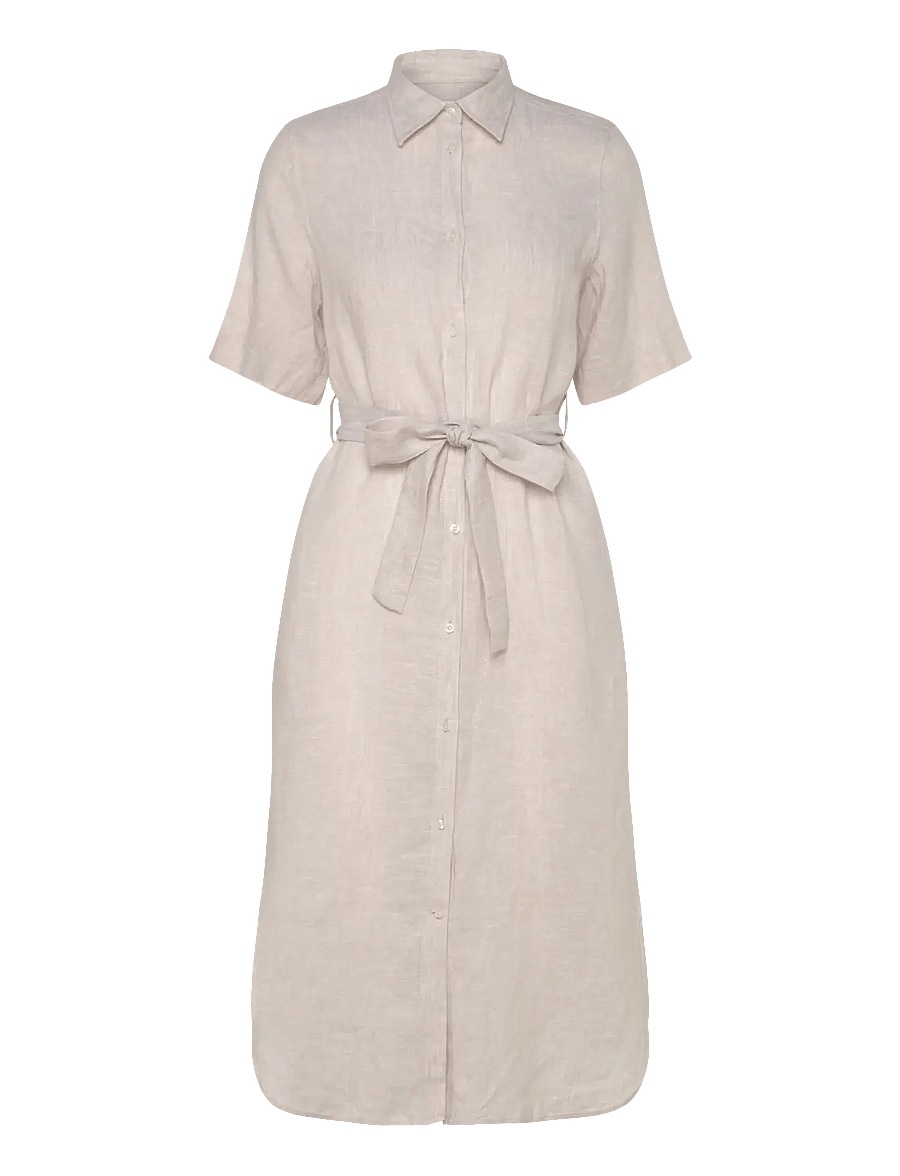 Gant - REG LINEN SS SHIRT DRESS - robes chemises - dry sand - 1