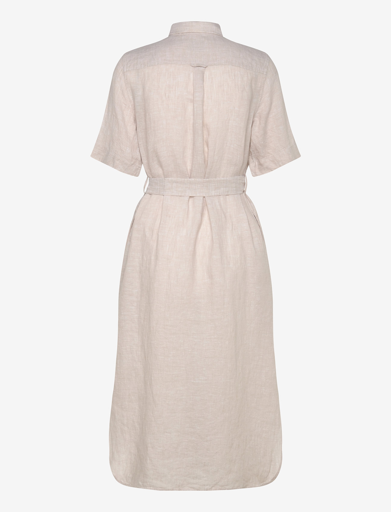 GANT - REG LINEN SS SHIRT DRESS - skjortklänningar - dry sand - 1