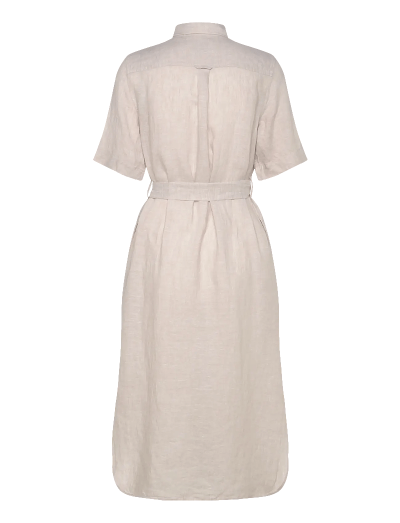 GANT - REG LINEN SS SHIRT DRESS - skjortklänningar - dry sand - 1