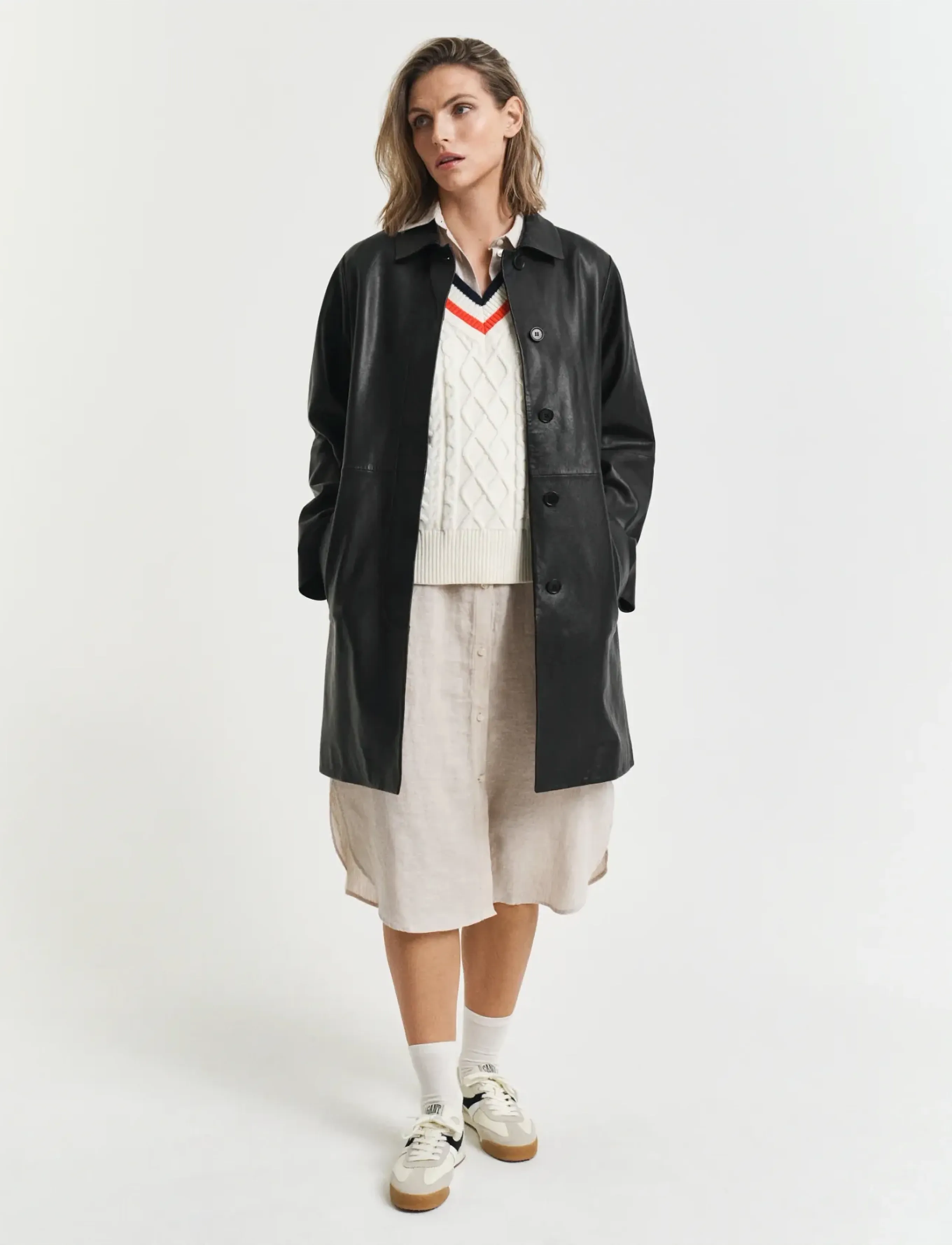 Gant - REG LINEN SS SHIRT DRESS - robes chemises - dry sand - 5