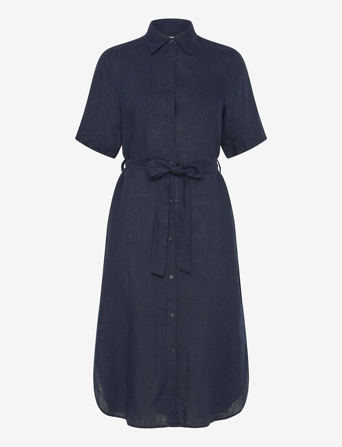 GANT - REG LINEN SS SHIRT DRESS - hemdkleider - evening blue - 0