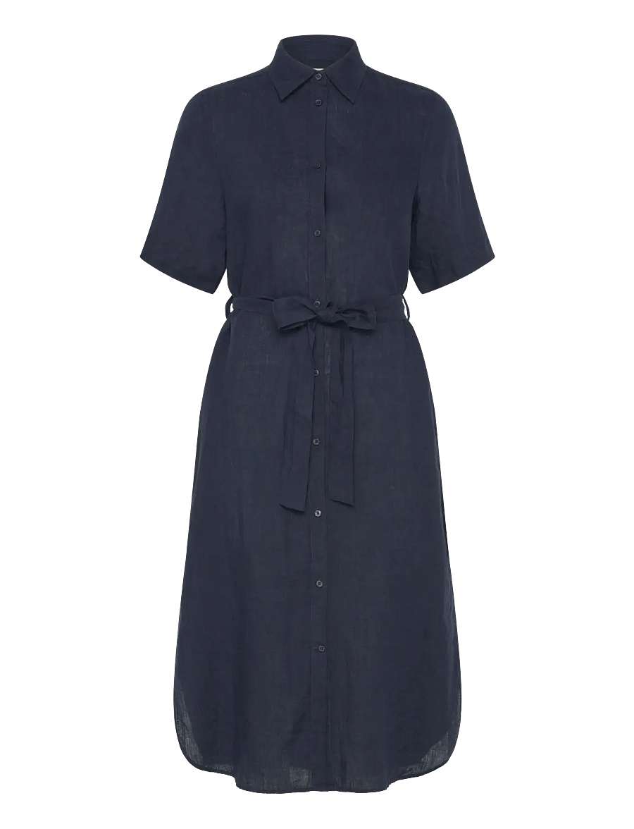 Gant - REG LINEN SS SHIRT DRESS - sukienki koszulowe - evening blue - 1