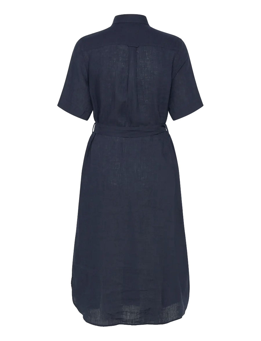Gant - REG LINEN SS SHIRT DRESS - sukienki koszulowe - evening blue - 2