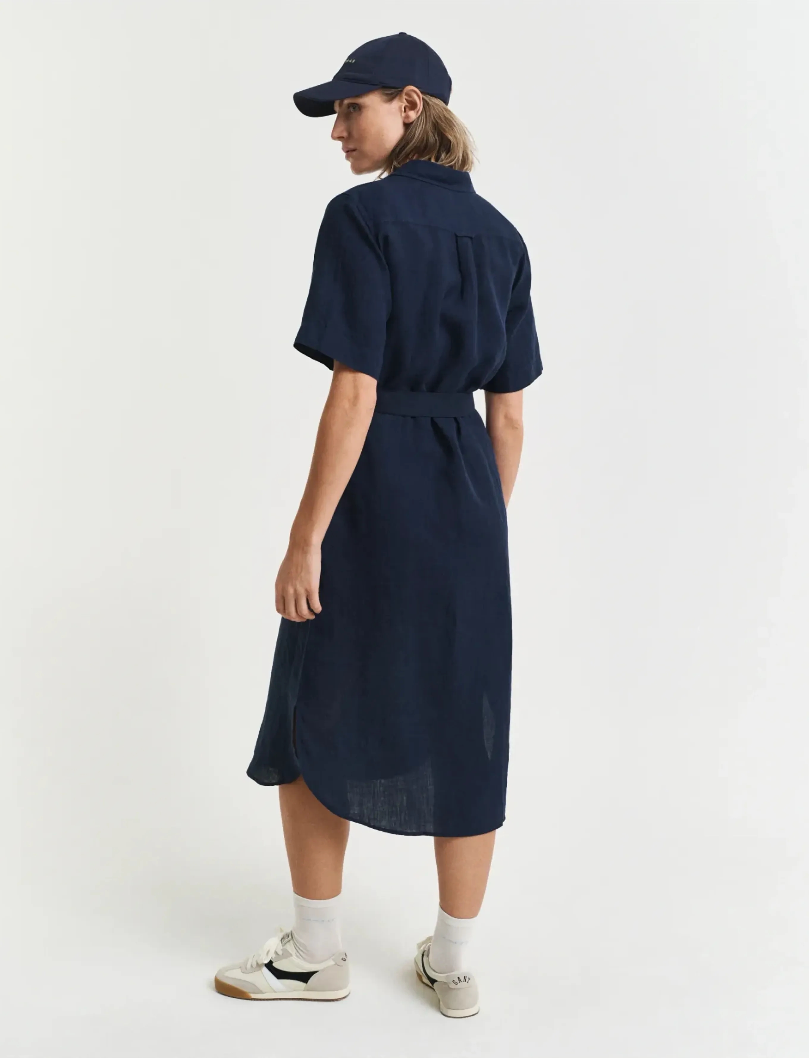 Gant - REG LINEN SS SHIRT DRESS - sukienki koszulowe - evening blue - 3