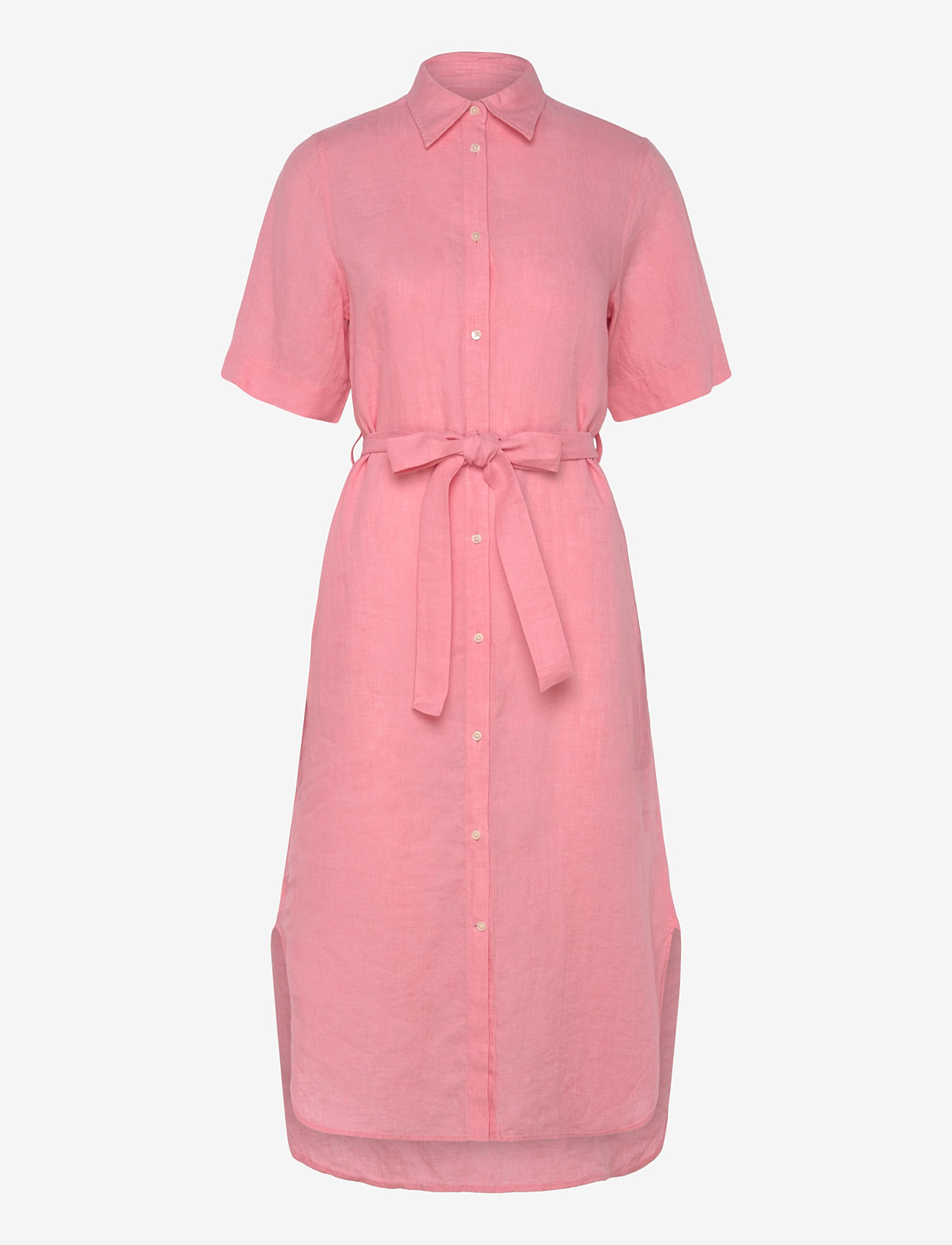 GANT - REG LINEN SS SHIRT DRESS - skjortklänningar - geranium pink - 0