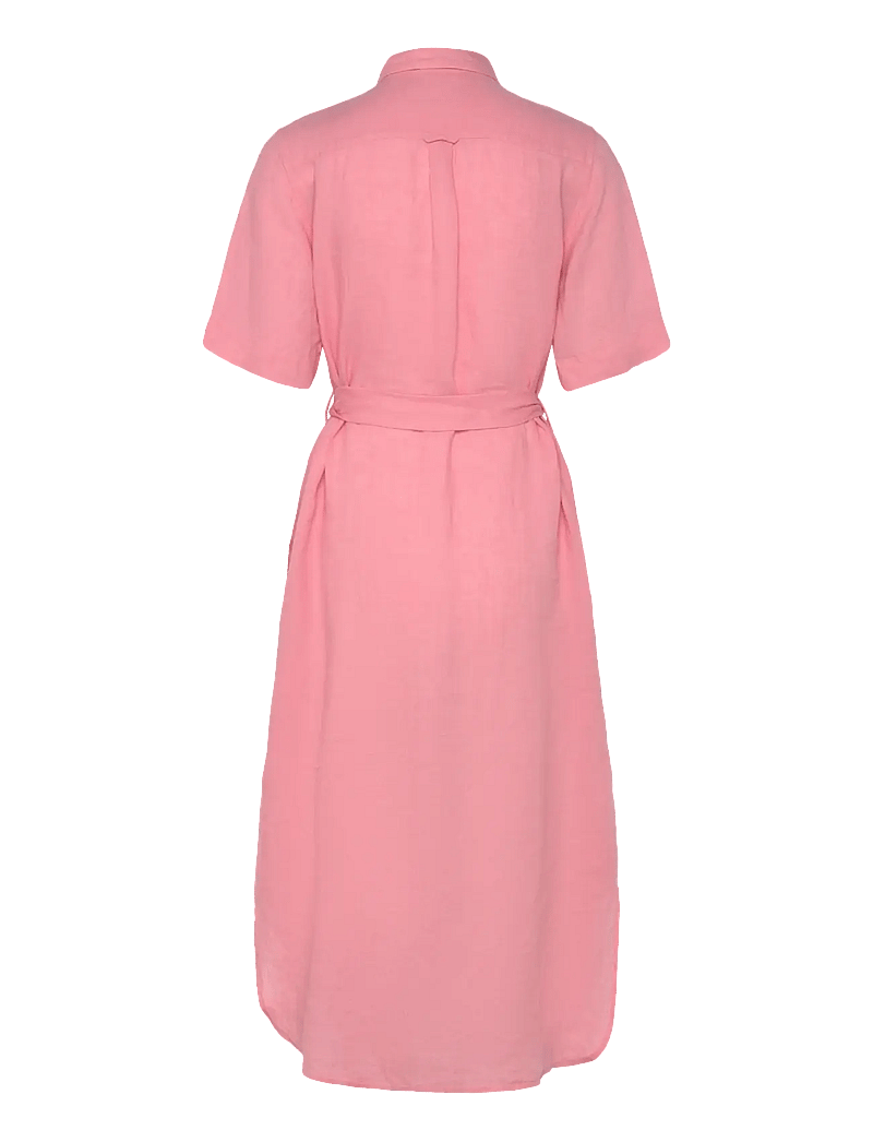 GANT - REG LINEN SS SHIRT DRESS - sukienki koszulowe - geranium pink - 1