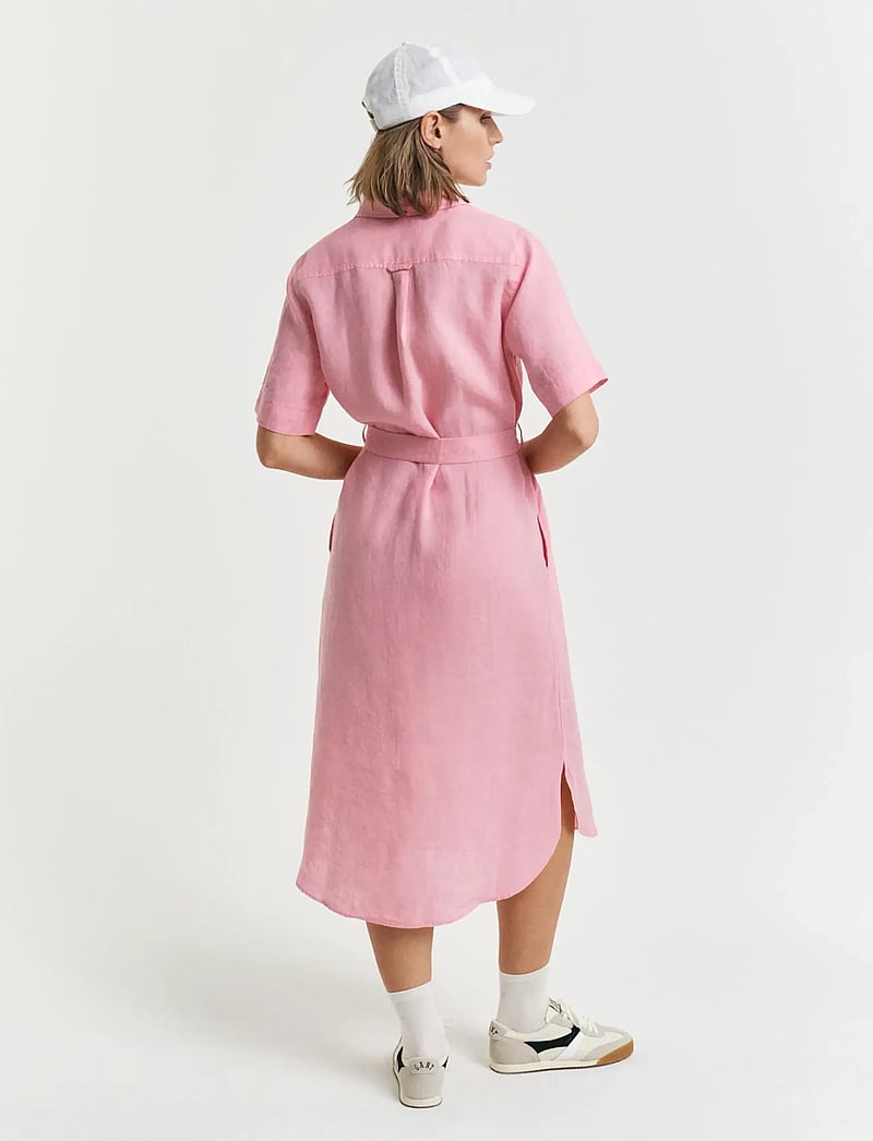 GANT - REG LINEN SS SHIRT DRESS - skjortekjoler - geranium pink - 3