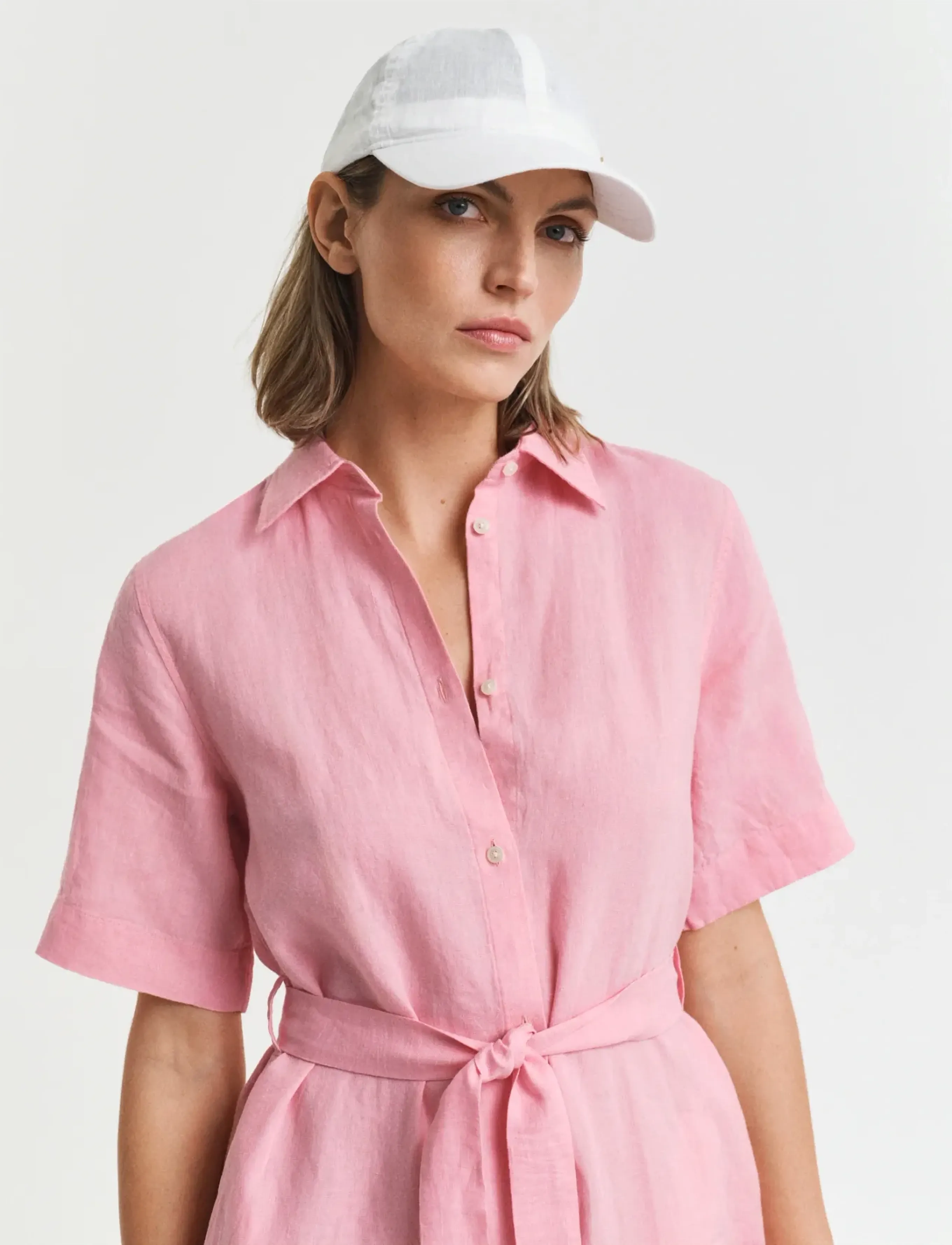 Gant - REG LINEN SS SHIRT DRESS - robes chemises - geranium pink - 4