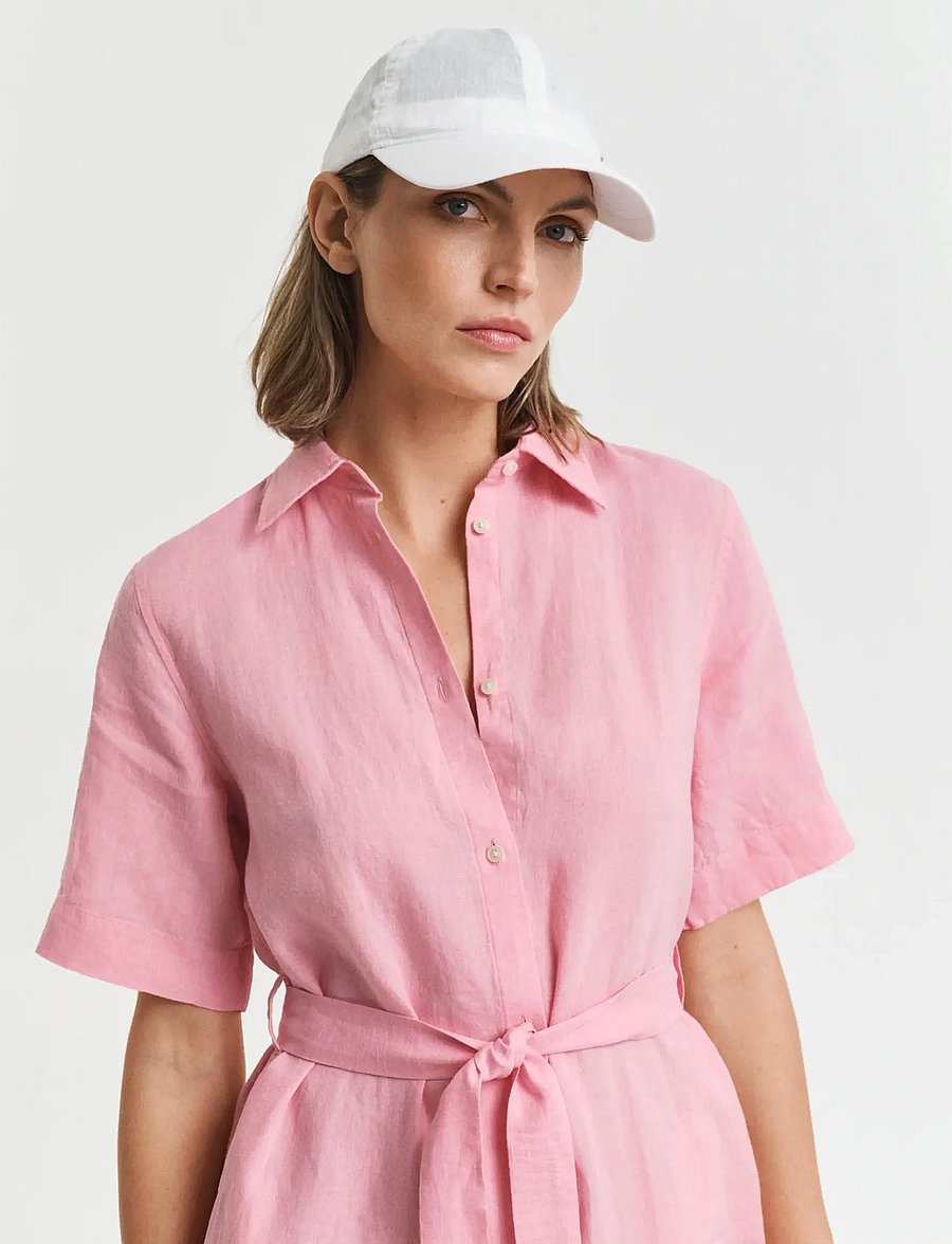 Gant - REG LINEN SS SHIRT DRESS - robes chemises - geranium pink - 4