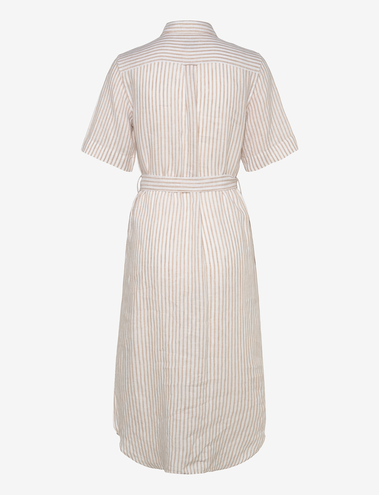 GANT - REG LINEN STRIPED SHIRT DRESS - skjortekjoler - dry sand - 1