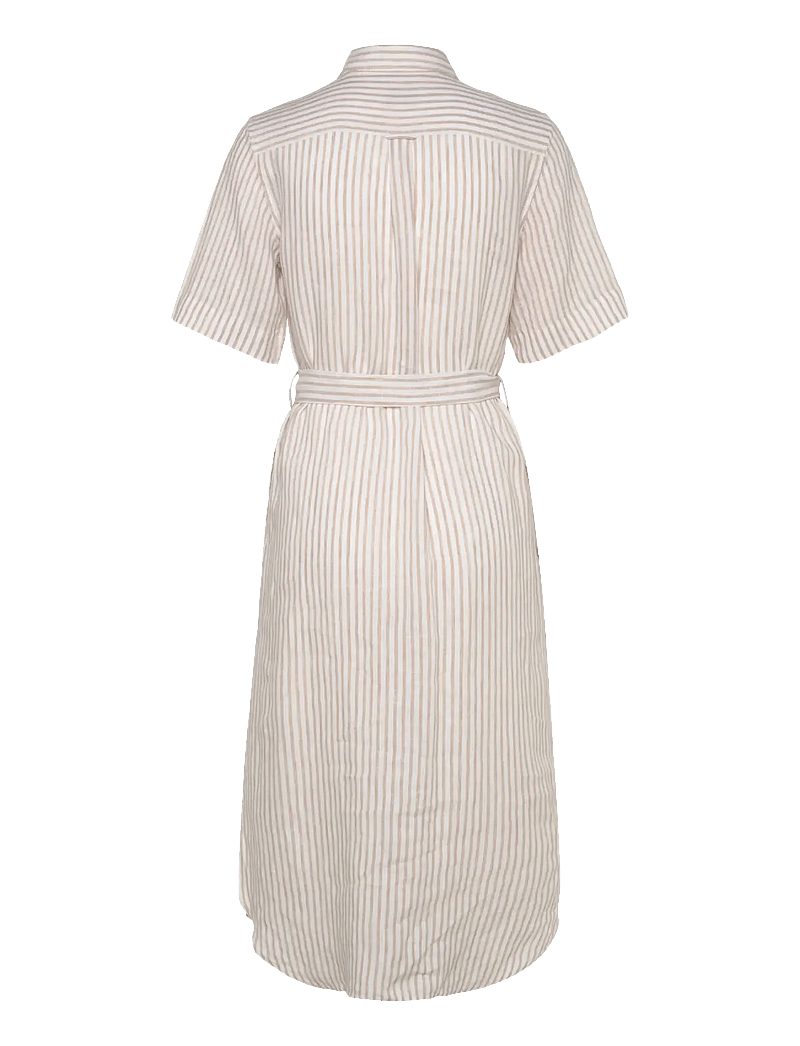 GANT - REG LINEN STRIPED SHIRT DRESS - hemdkleider - dry sand - 1