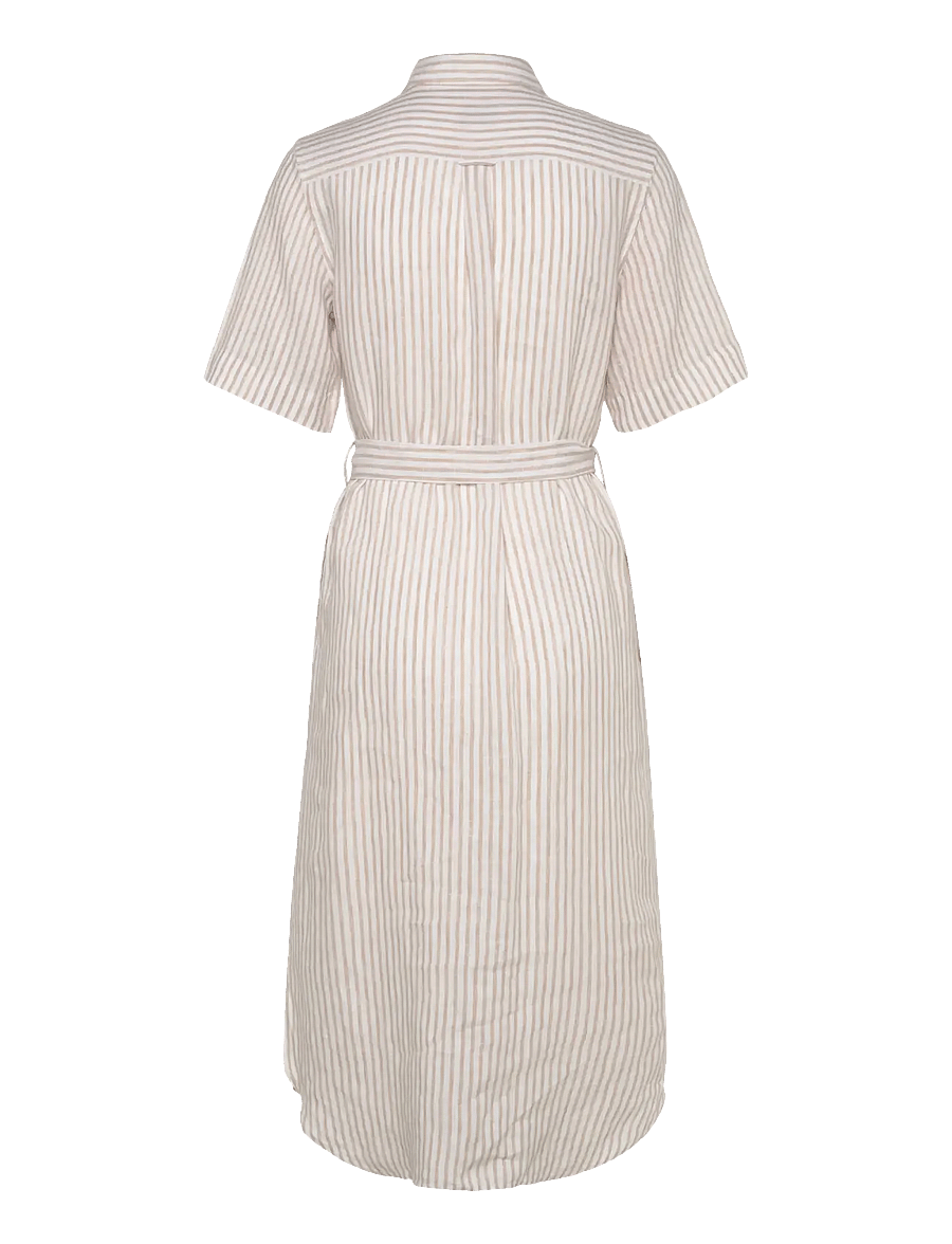 Gant - REG LINEN STRIPED SHIRT DRESS - särkkleidid - dry sand - 2