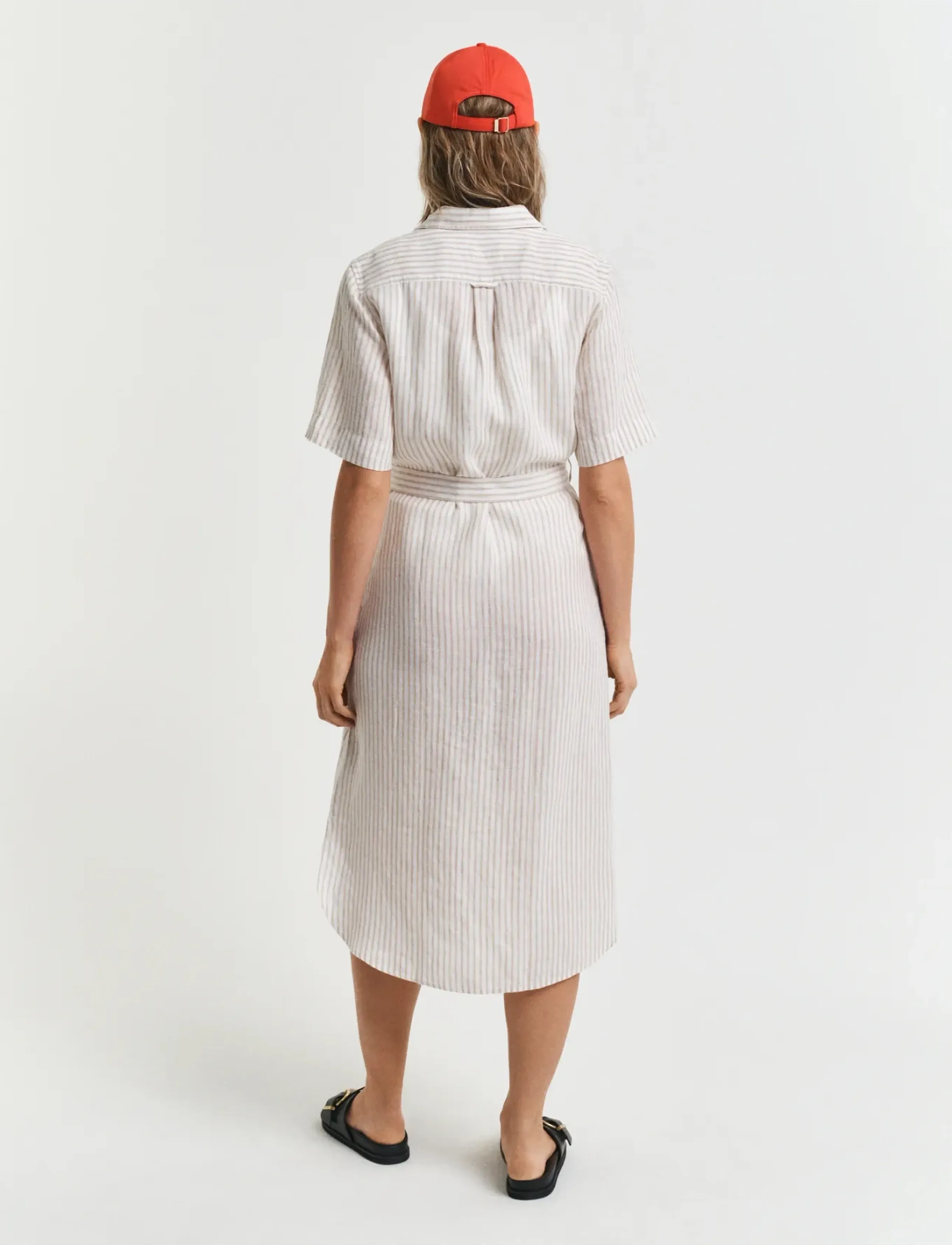 Gant - REG LINEN STRIPED SHIRT DRESS - dry sand - 3