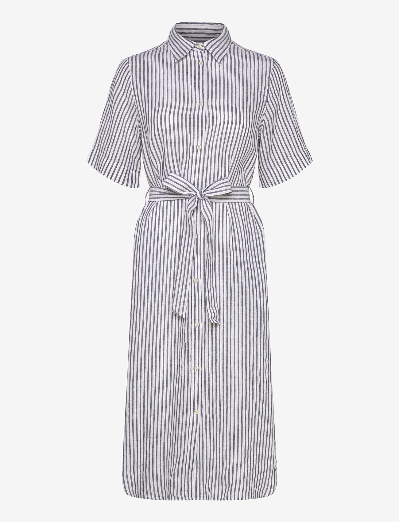 GANT - REG LINEN STRIPED SHIRT DRESS - hemdkleider - evening blue - 0