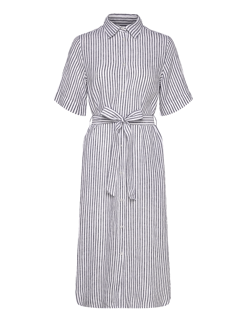 GANT - REG LINEN STRIPED SHIRT DRESS - hemdkleider - evening blue - 1