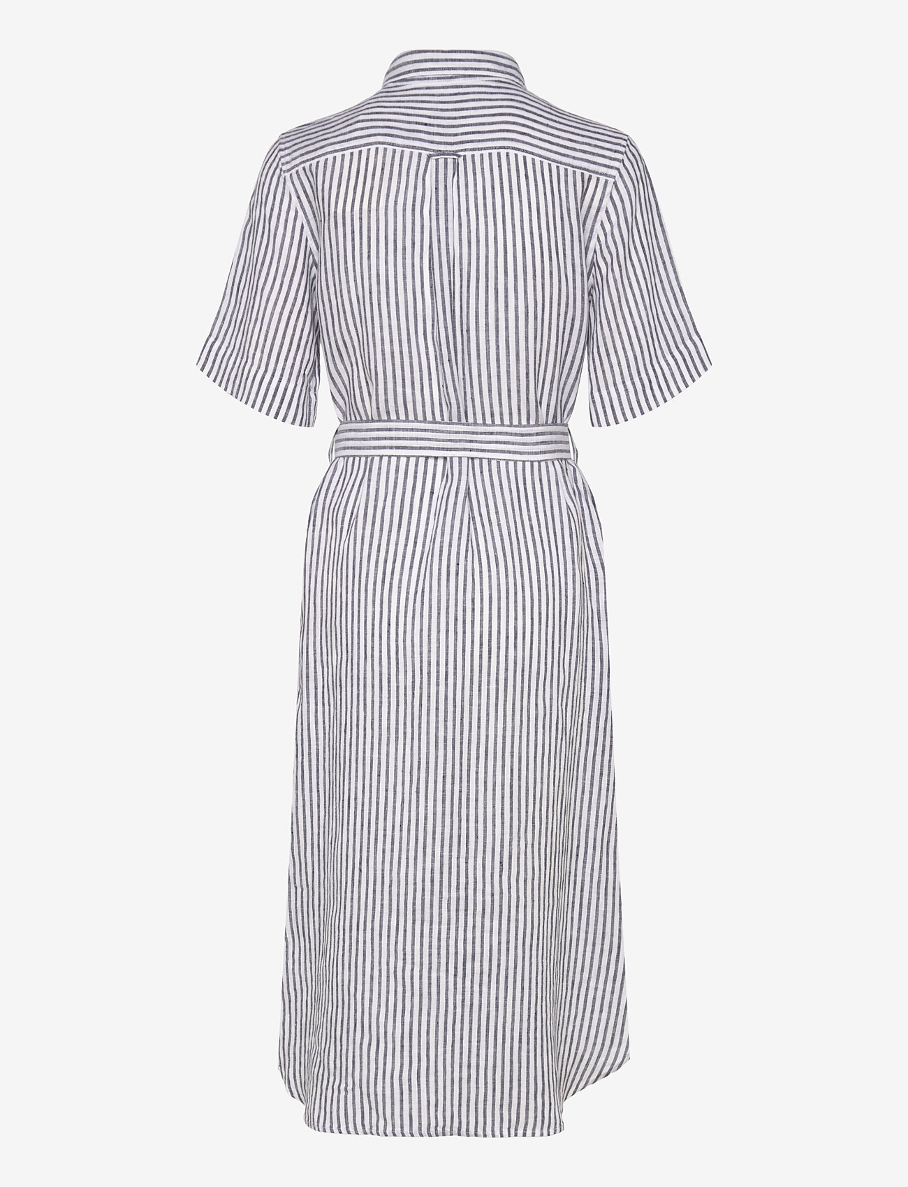 GANT - REG LINEN STRIPED SHIRT DRESS - hemdkleider - evening blue - 1