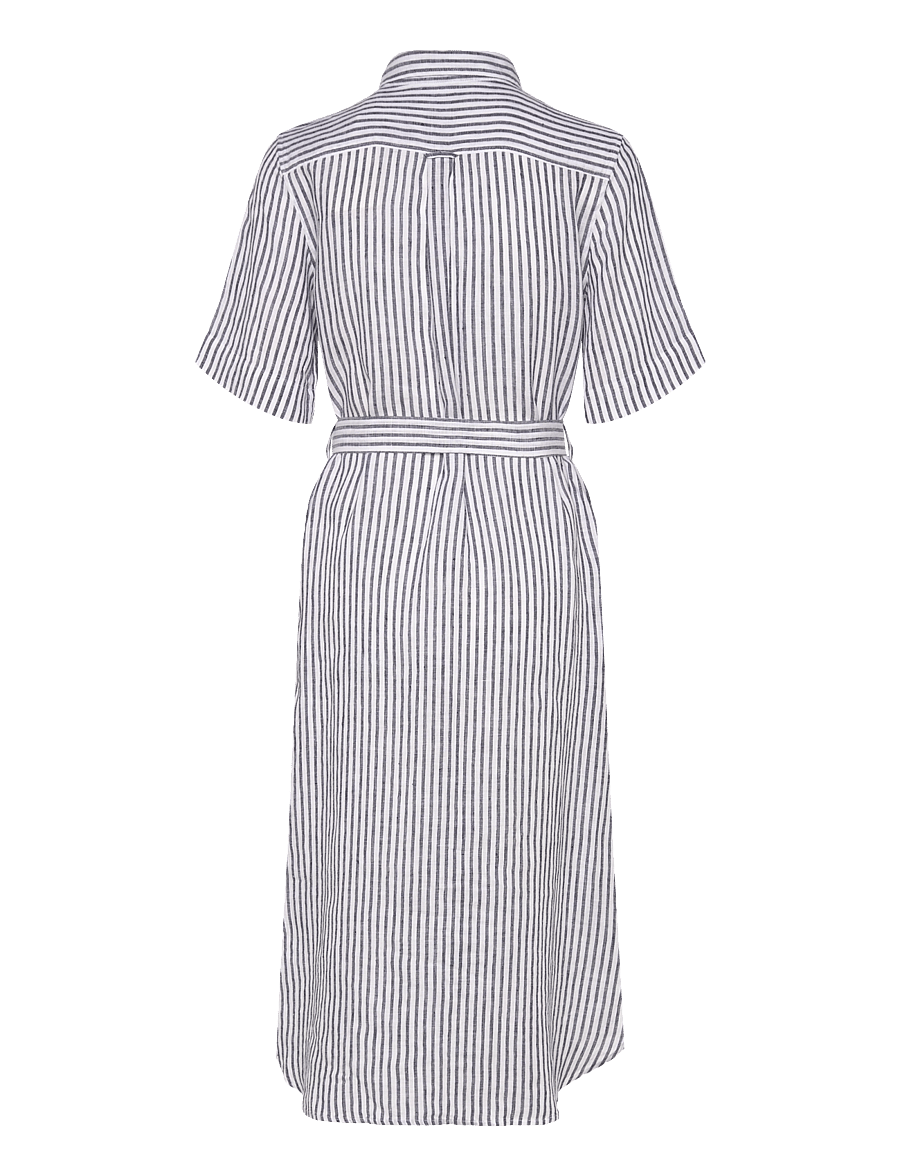 Gant - REG LINEN STRIPED SHIRT DRESS - shirt dresses - evening blue - 2