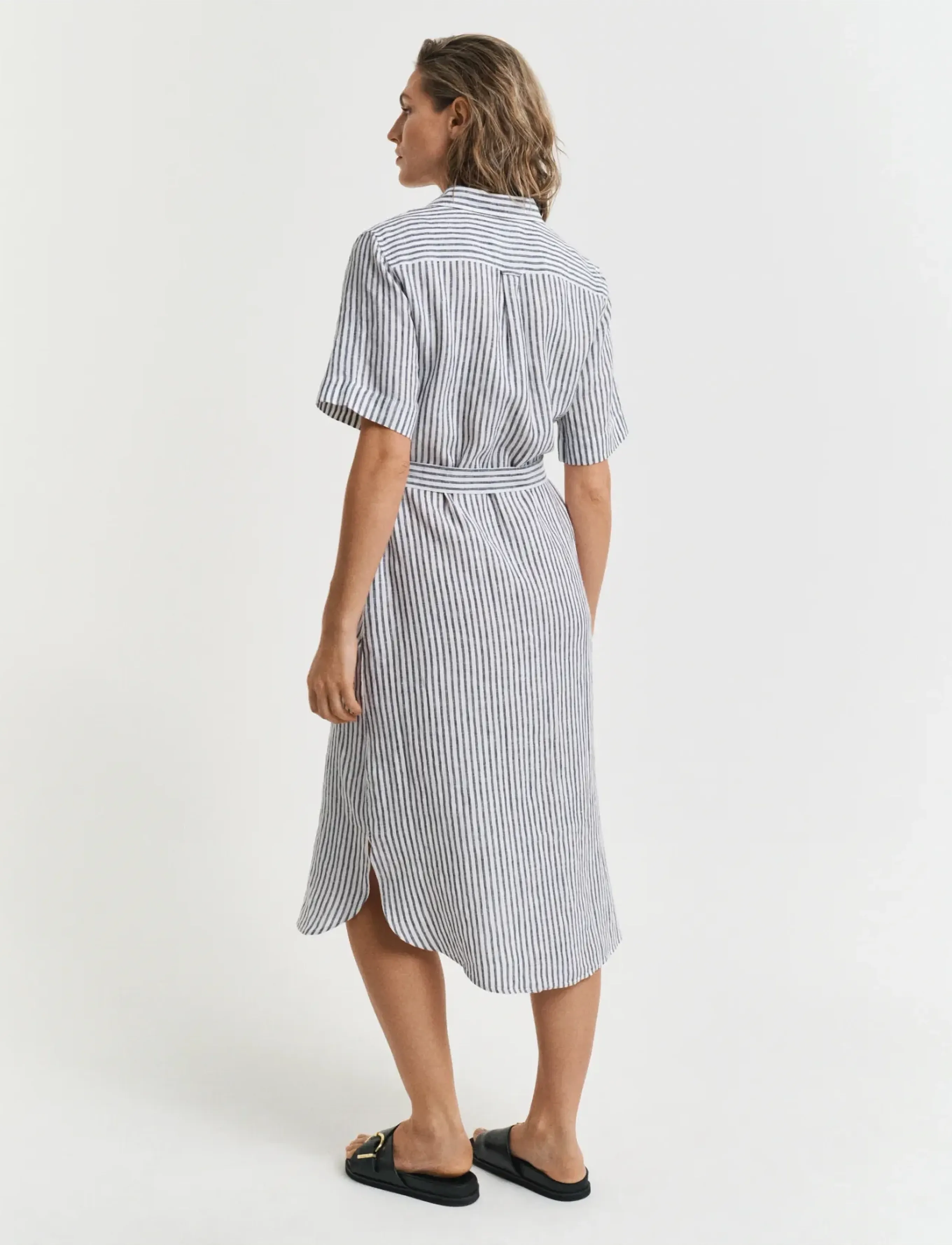 Gant - REG LINEN STRIPED SHIRT DRESS - robes chemises - evening blue - 3