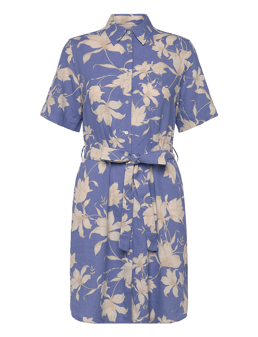 Gant - REG LINEN FLORAL PRINT SHIRT DRESS - perfect blue - 1