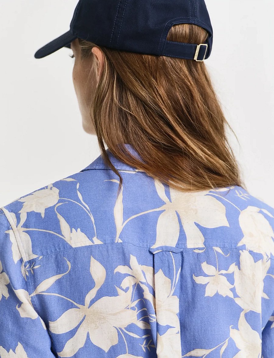 Gant - REG LINEN FLORAL PRINT SHIRT DRESS - perfect blue - 4