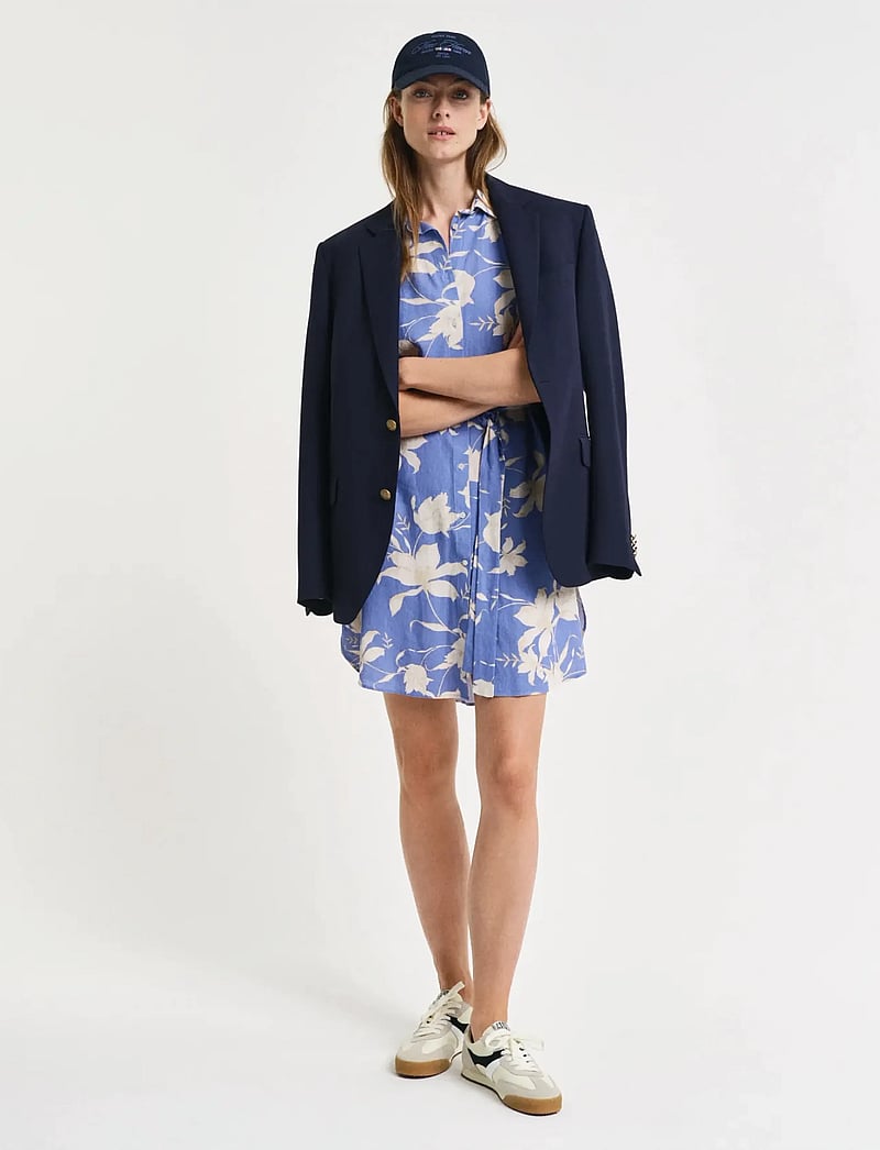 GANT - REG LINEN FLORAL PRINT SHIRT DRESS - shirt dresses - perfect blue - 5