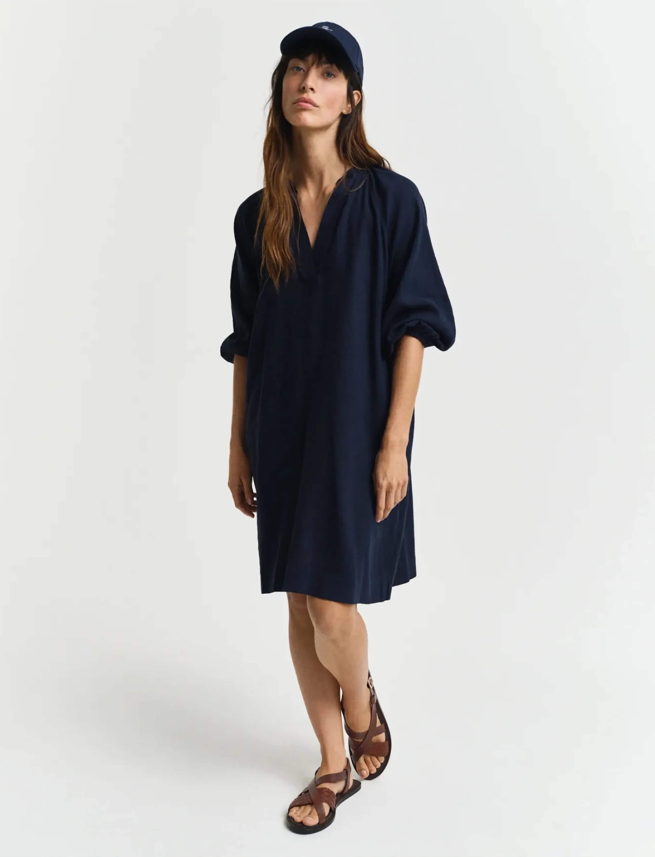 GANT REL LINEN DRESS - Angebote - EVENING BLUE / navy