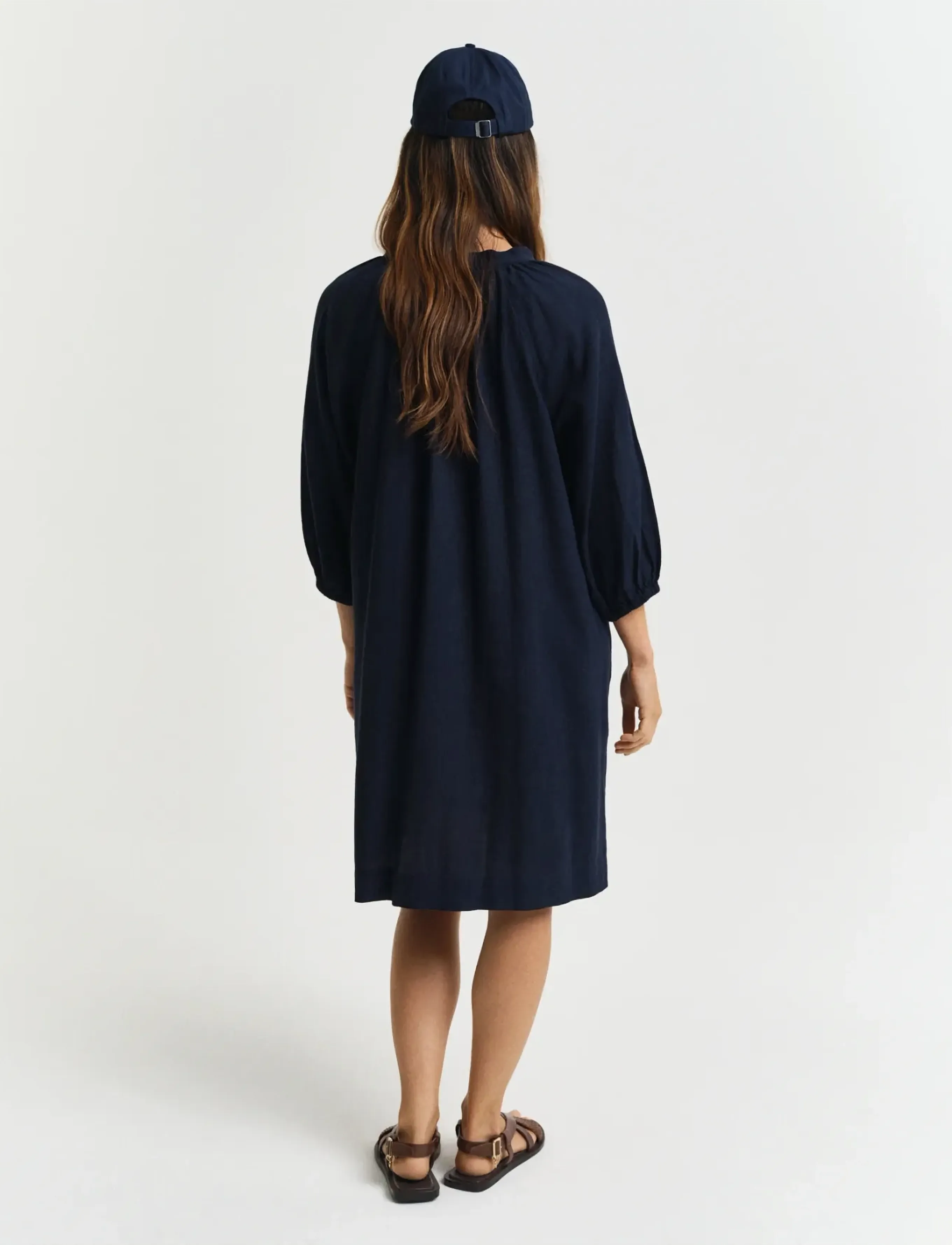 Gant - REL LINEN DRESS - shirt dresses - evening blue - 3