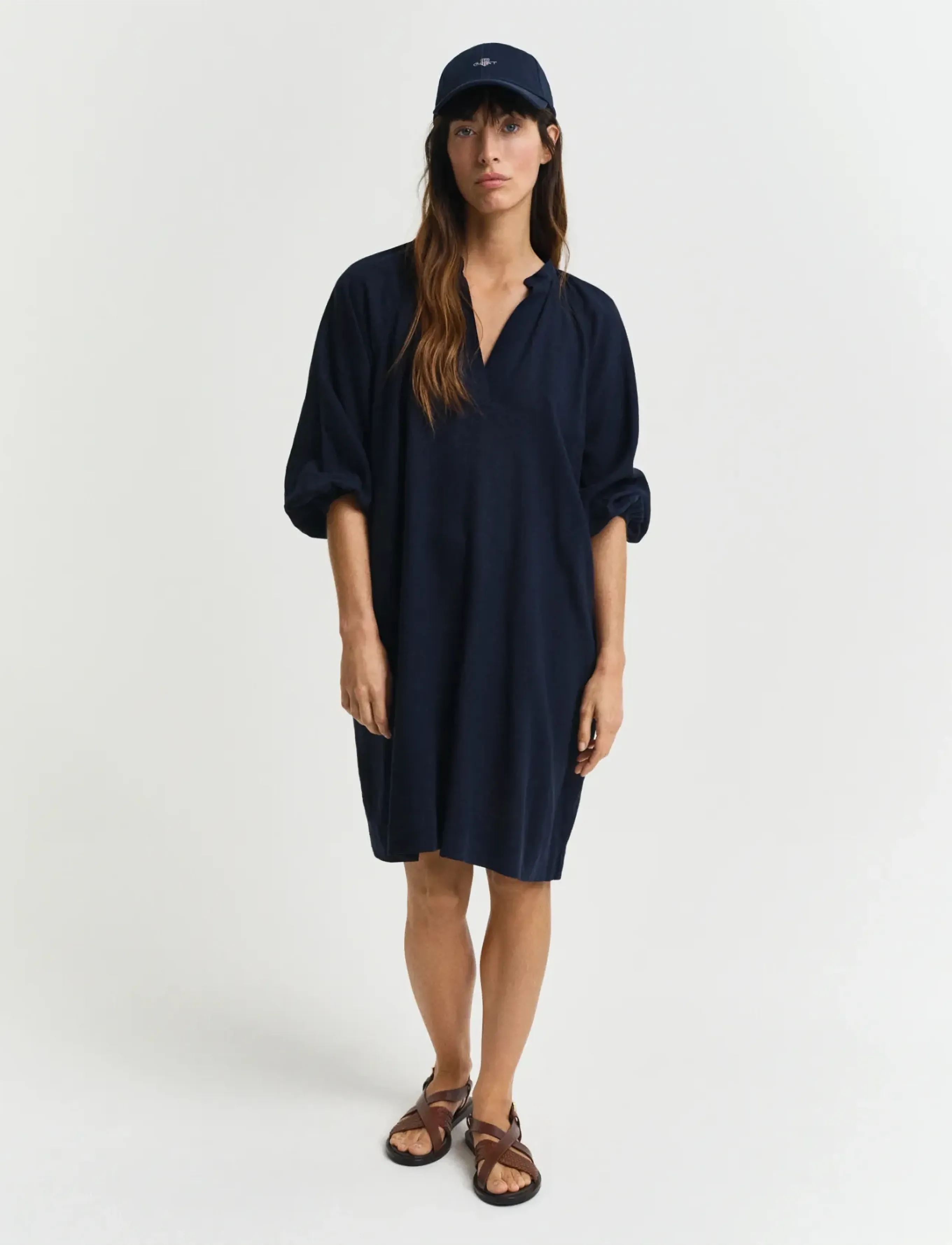 Gant - REL LINEN DRESS - shirt dresses - evening blue - 4