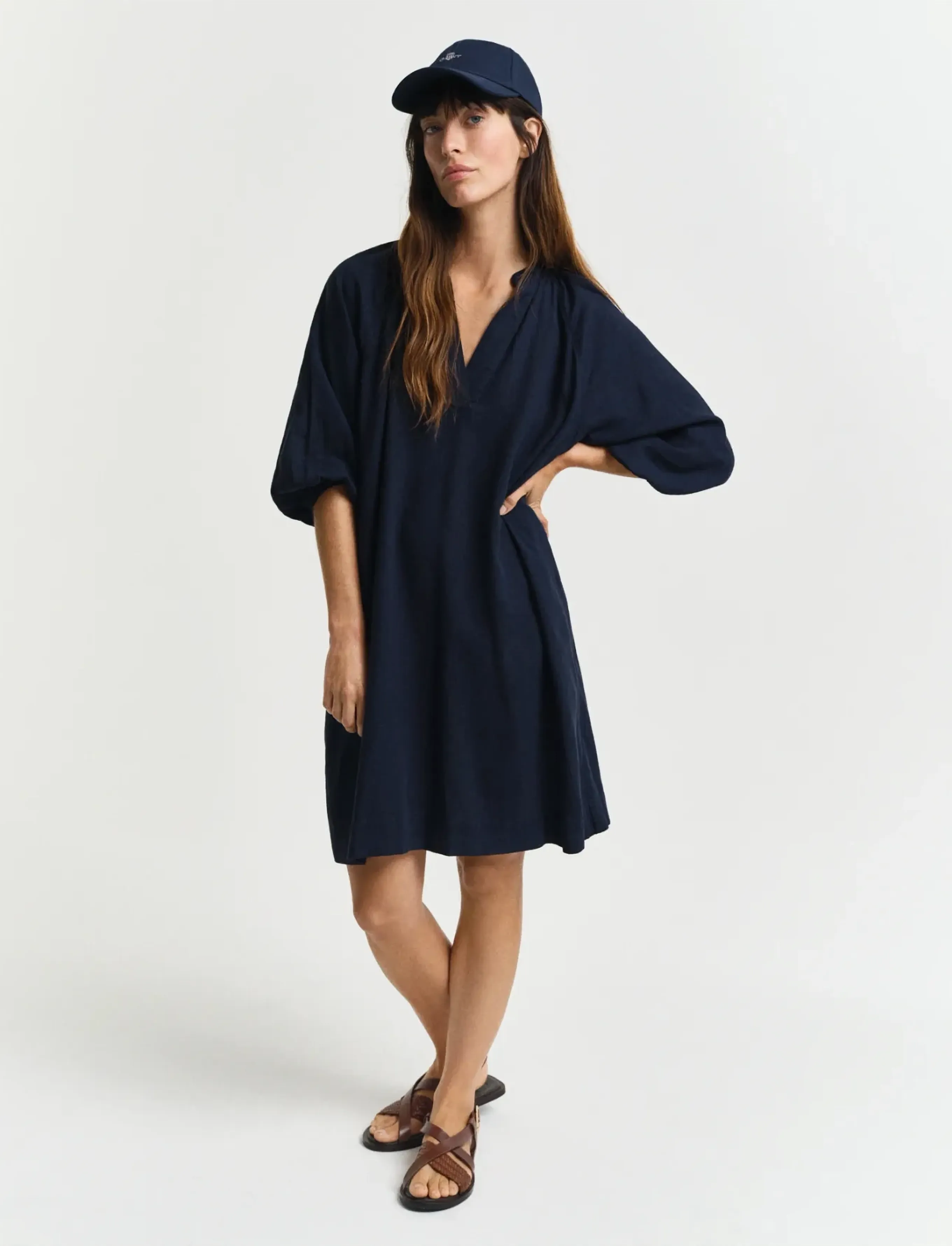 Gant - REL LINEN DRESS - overhemdjurken - evening blue - 5
