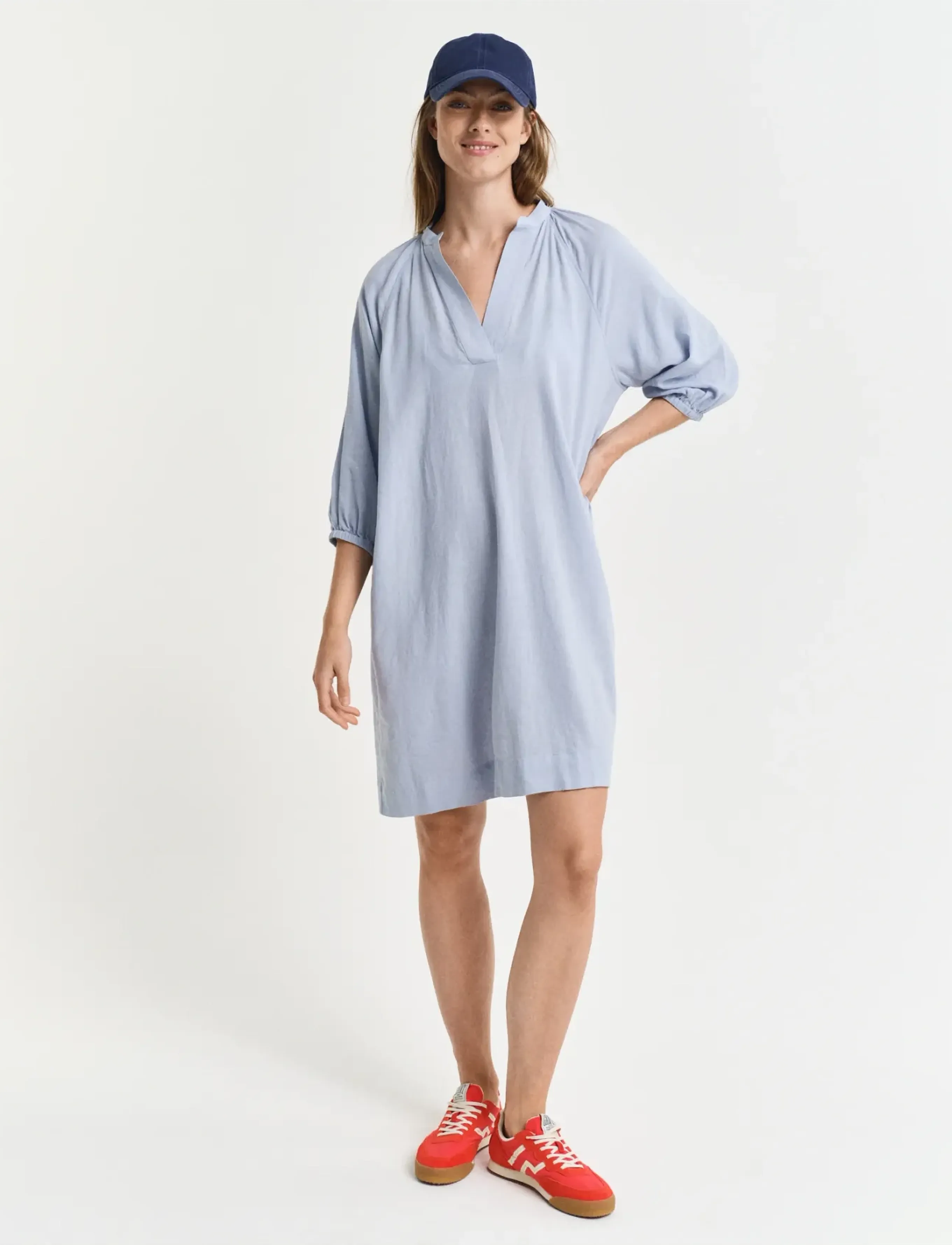 GANT REL LINEN DRESS - GANT - LIGHT BLUE / blue