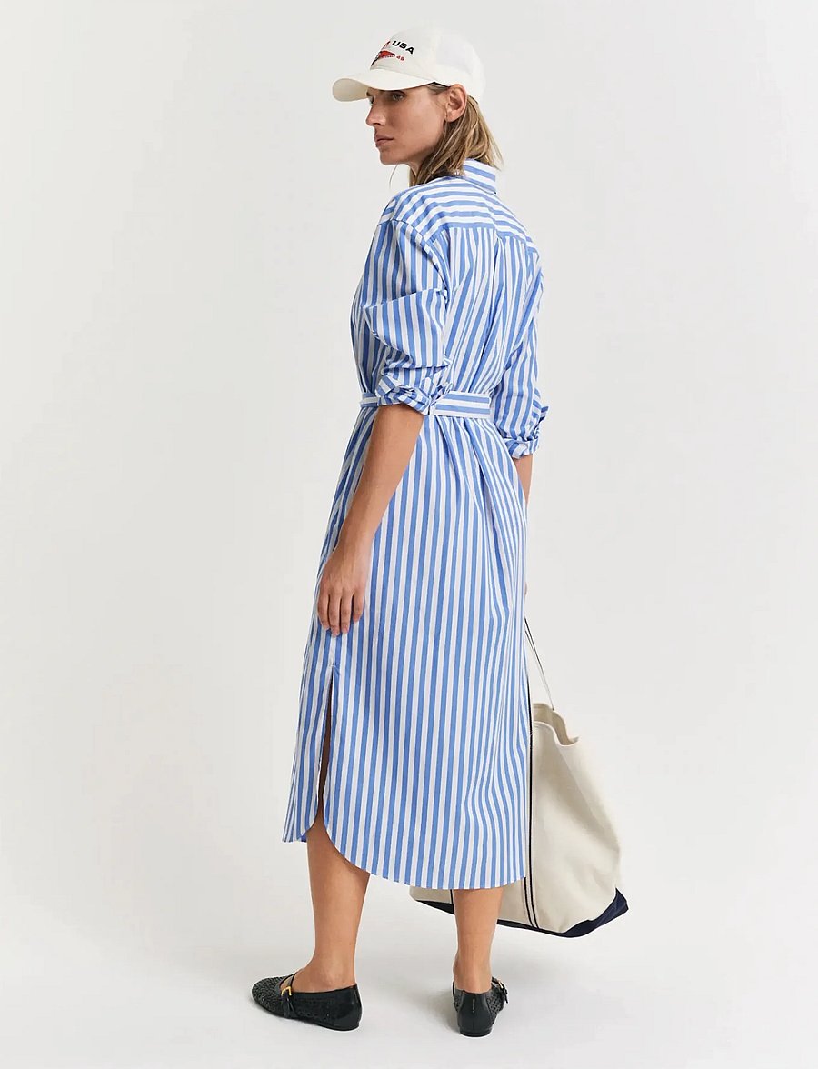 Gant - REL STRIPED POPLIN SHIRT DRESS - robes chemises - white - 2