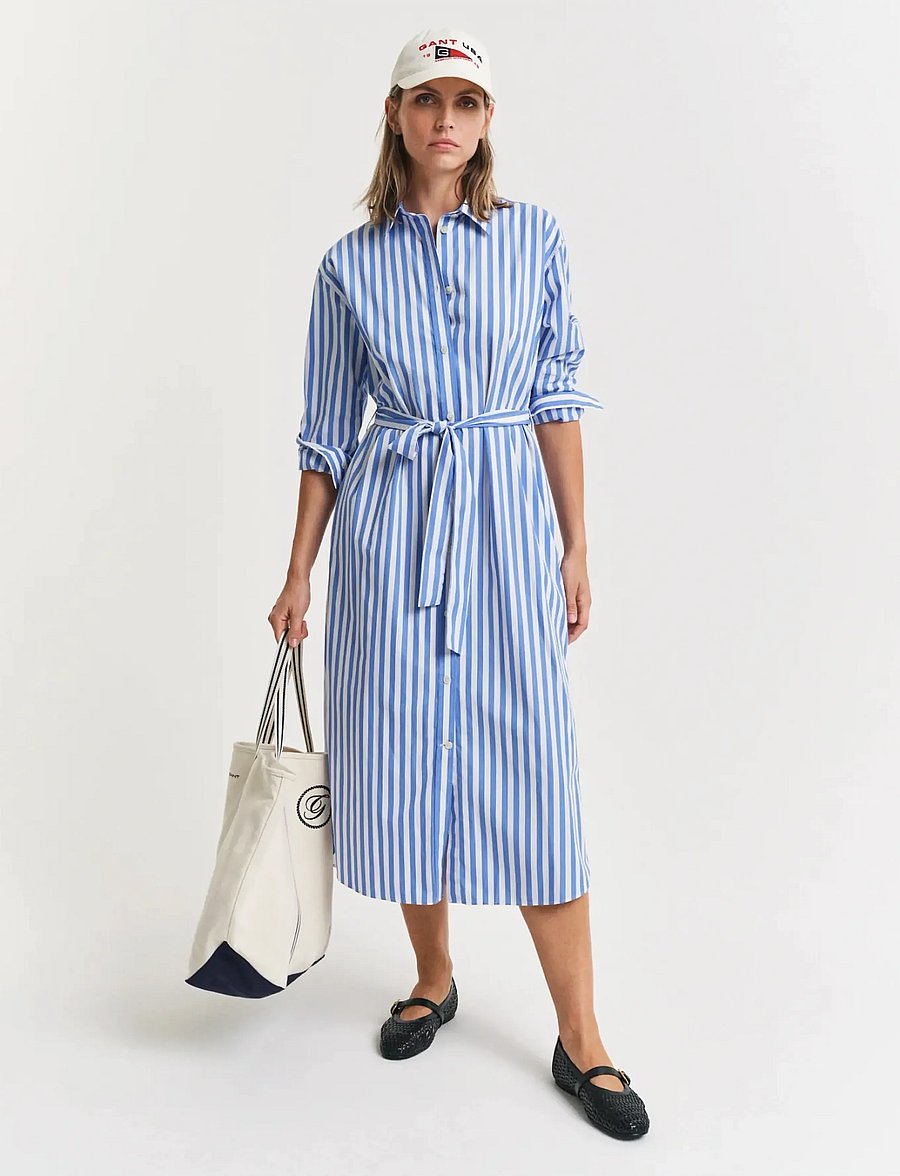 Gant - REL STRIPED POPLIN SHIRT DRESS - robes chemises - white - 3