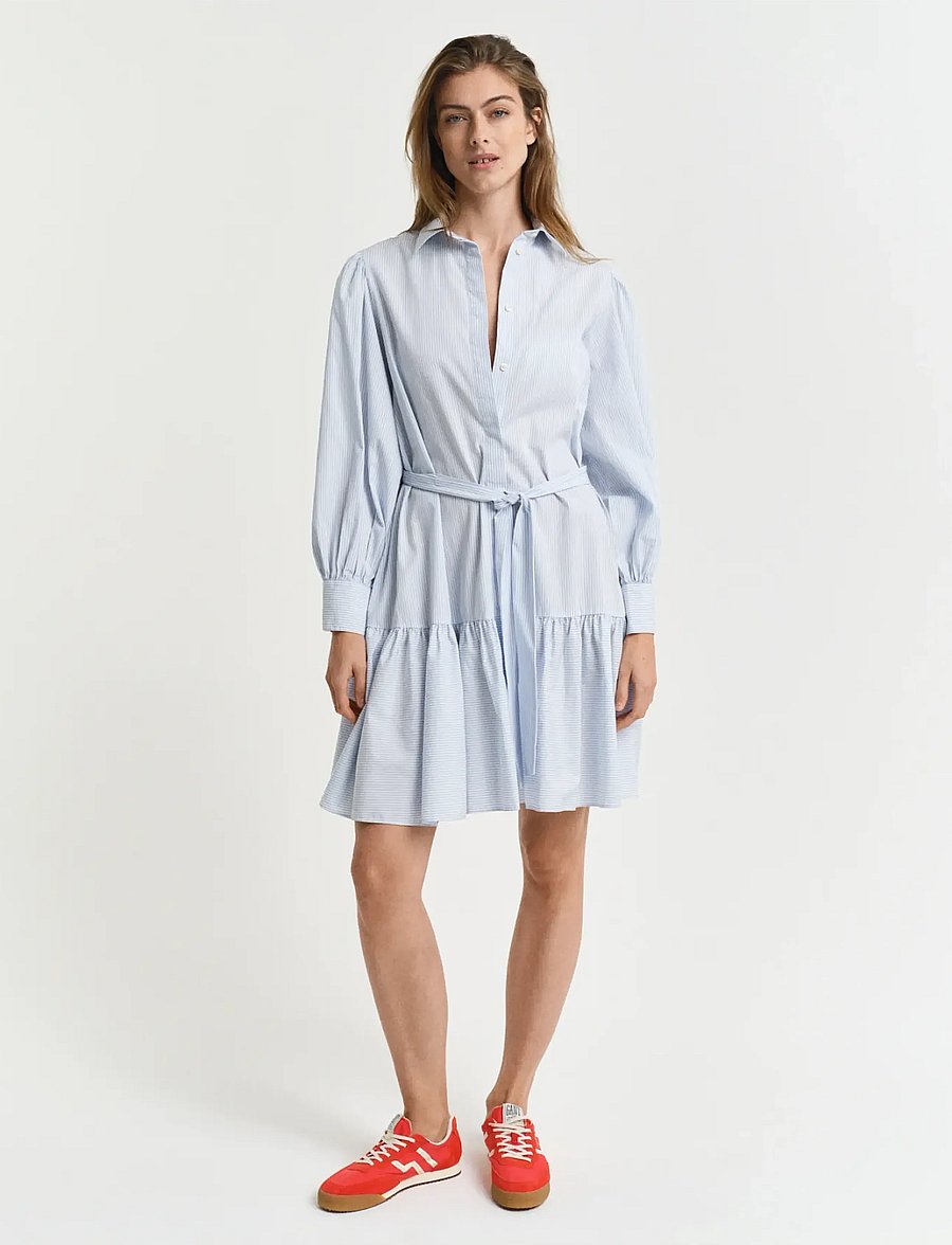 Gant - REG CLASSIC POPLIN STRIPED DRESS - robes chemises - fresh blue - 0