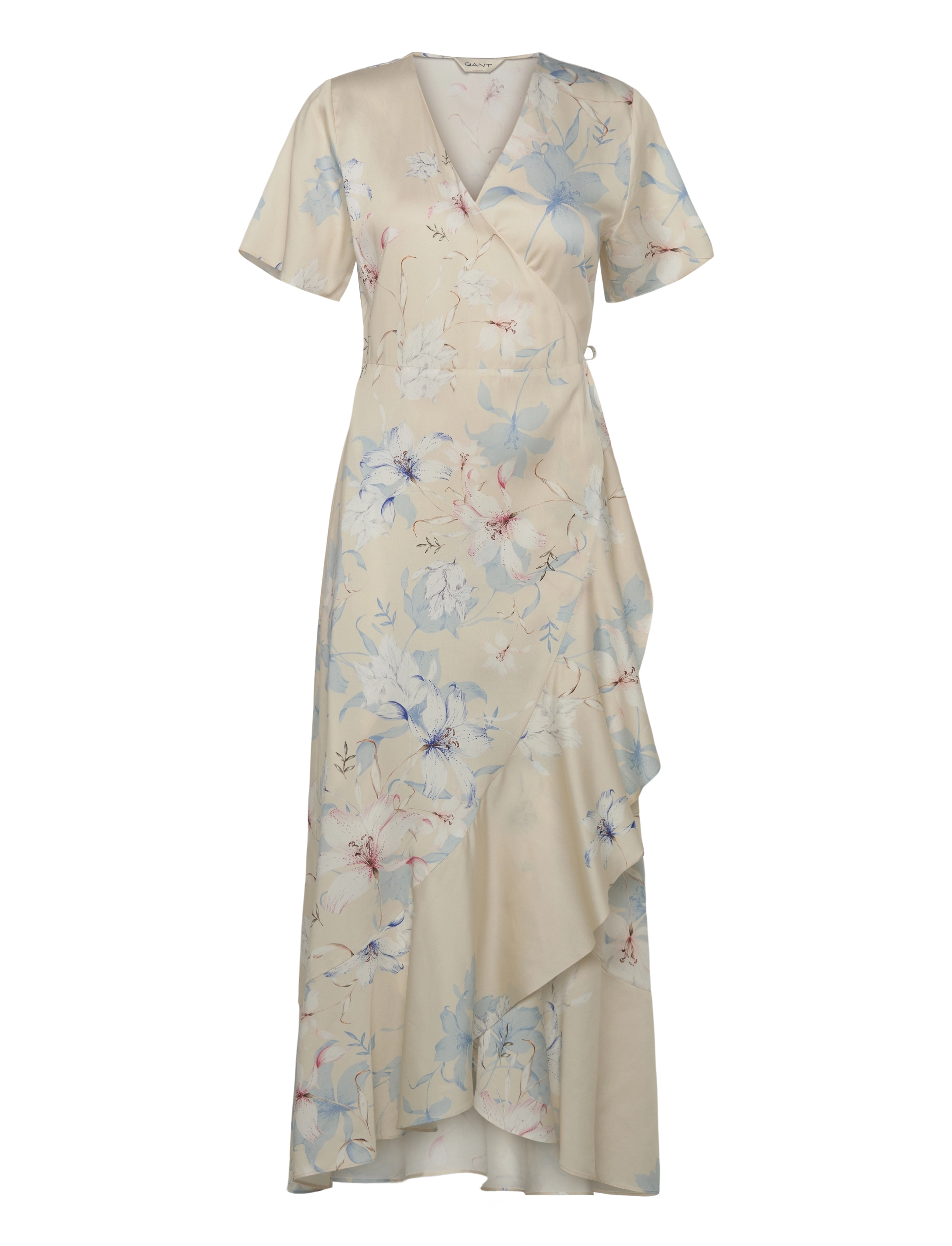 Gant FLORAL PRINT WRAP SS FRILL DRESS - Slå-om-kjoler - PUTTY / cream