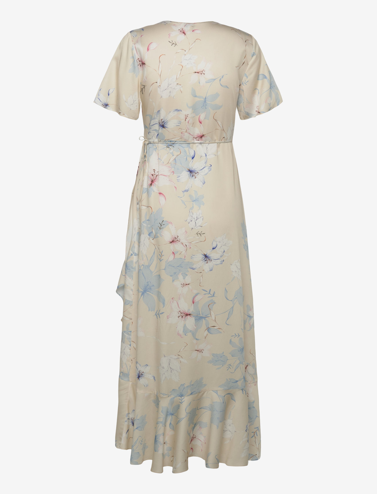 GANT - FLORAL PRINT WRAP SS FRILL DRESS - omlottklänningar - putty - 1