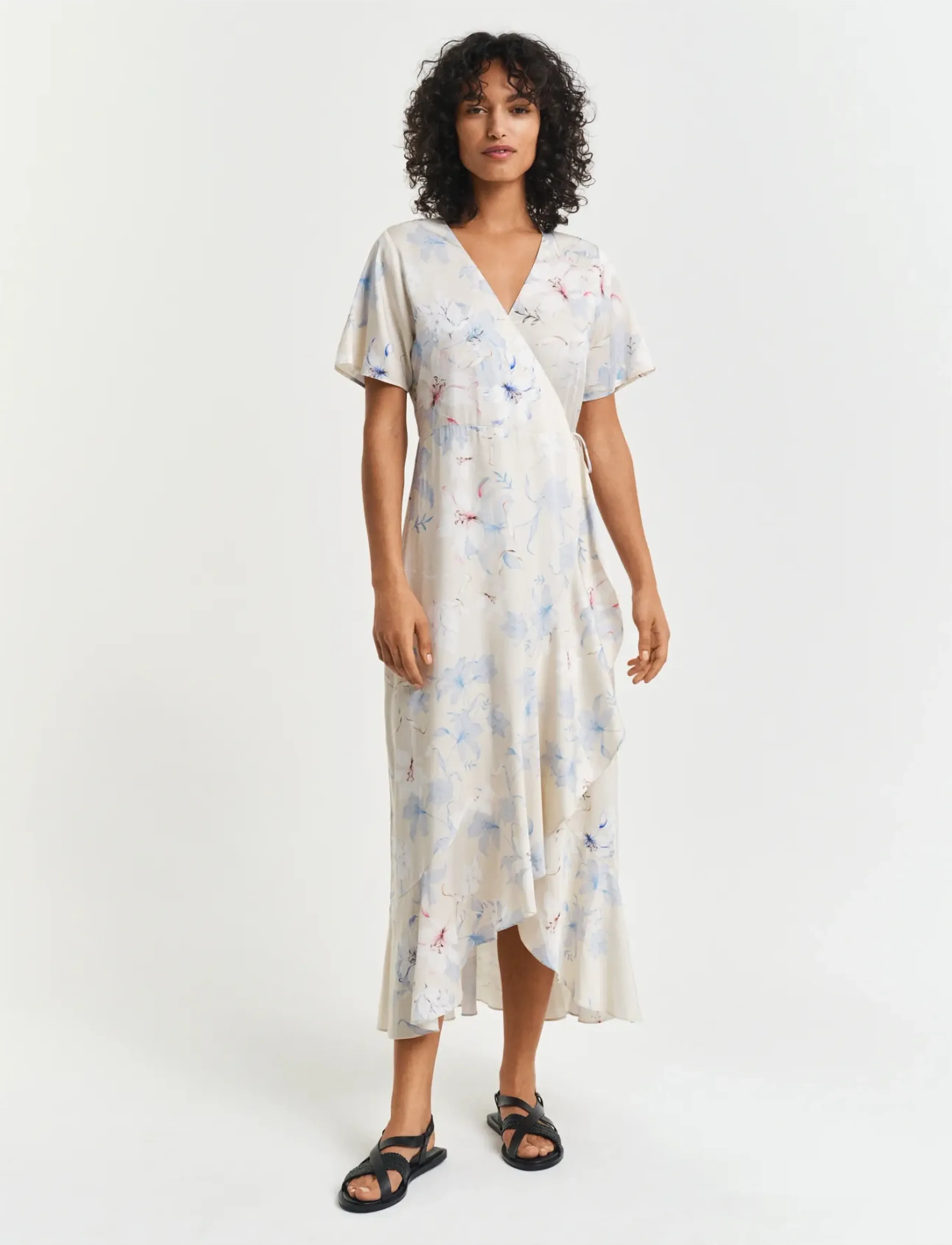 Gant - FLORAL PRINT WRAP SS FRILL DRESS - putty - 2