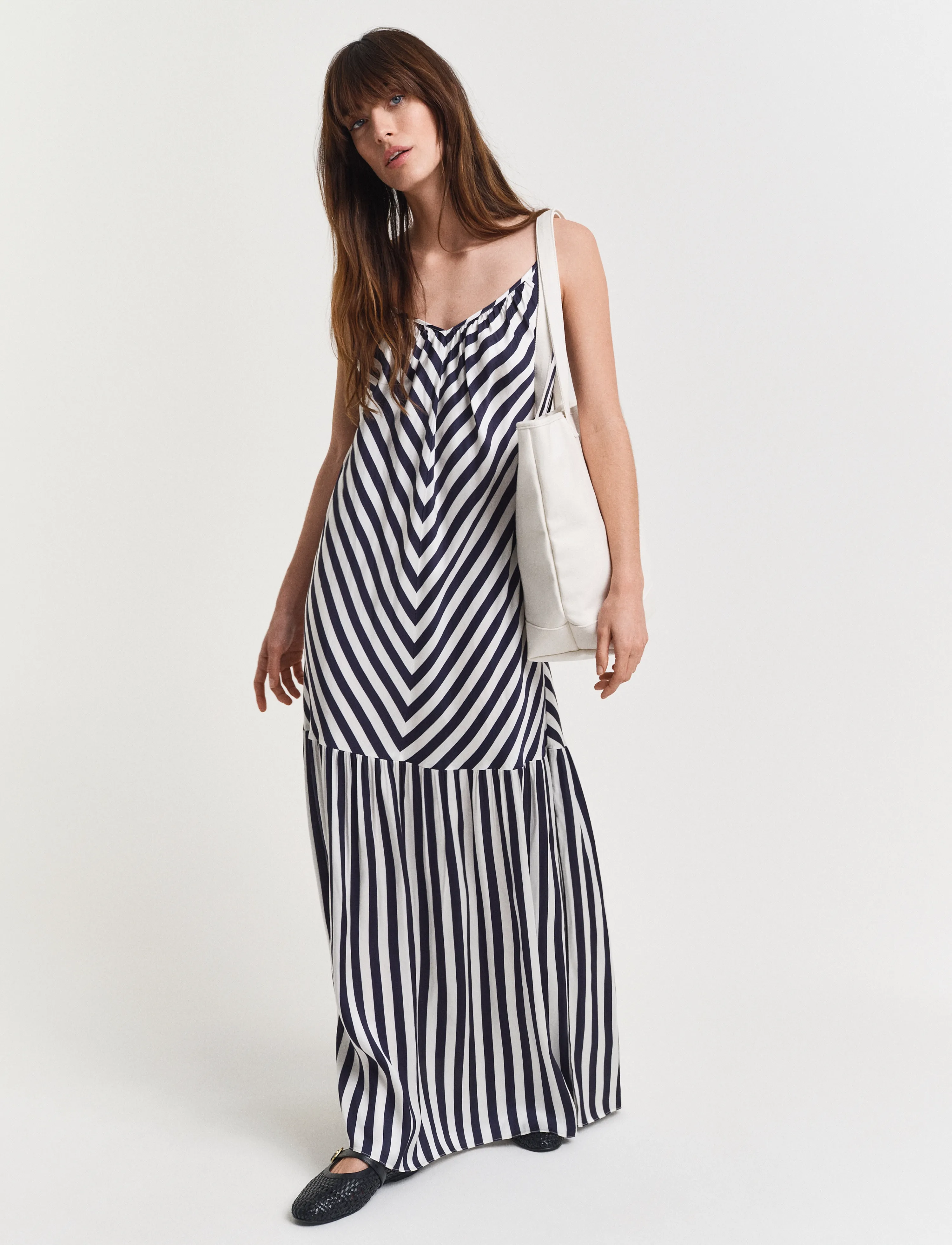 Gant - MAXI CHEVRON STRIPED STRAP DRESS - maxi kjólar - evening blue - 4