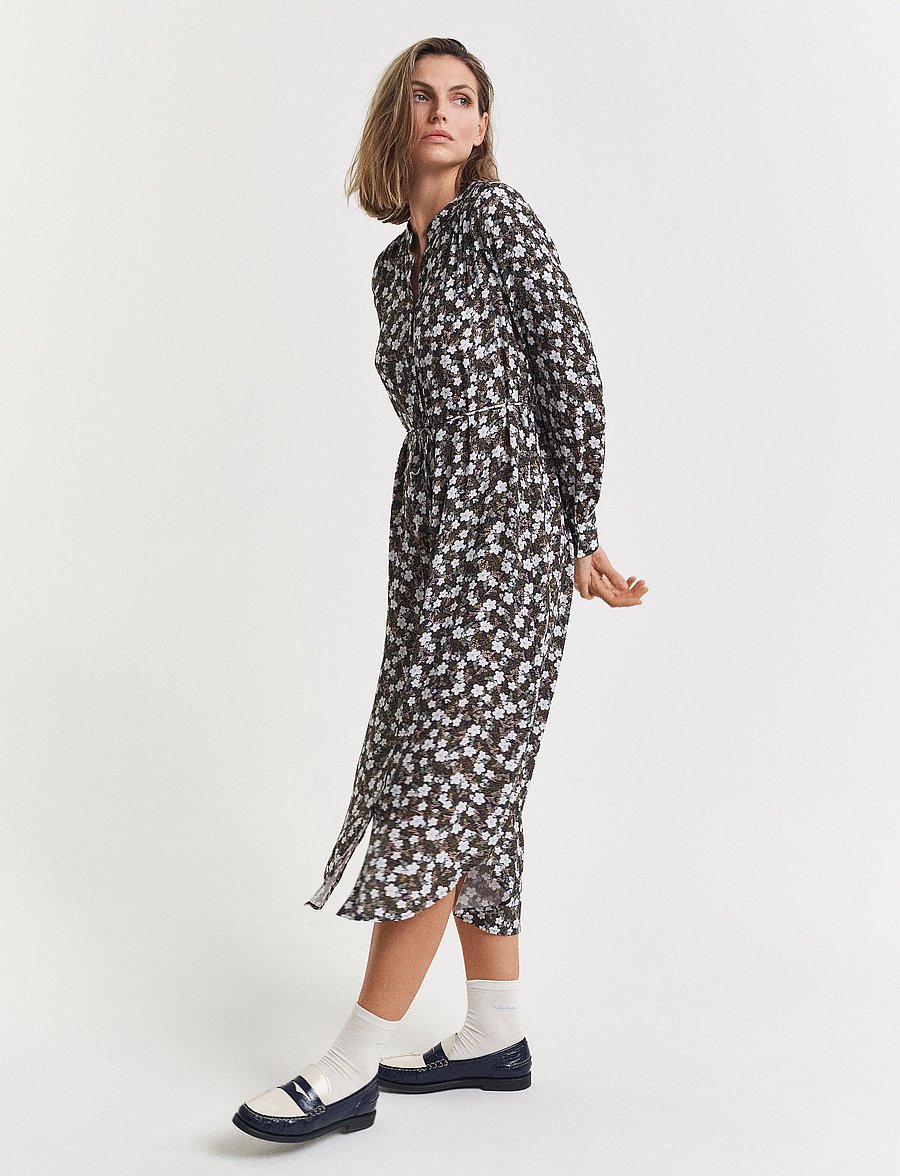 Gant - REG FLORAL PRINT DRESS - midi dresses - classic blue - 0