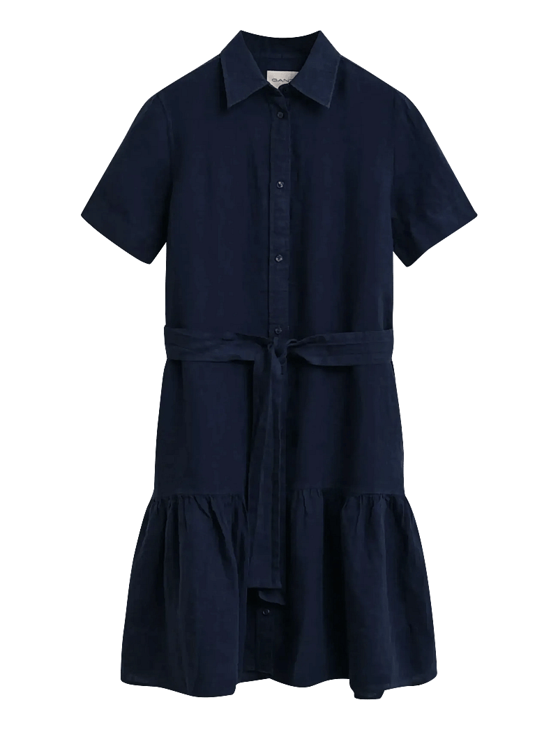 GANT - REG LINEN SHIRT DRESS - sommerkleider - evening blue - 0