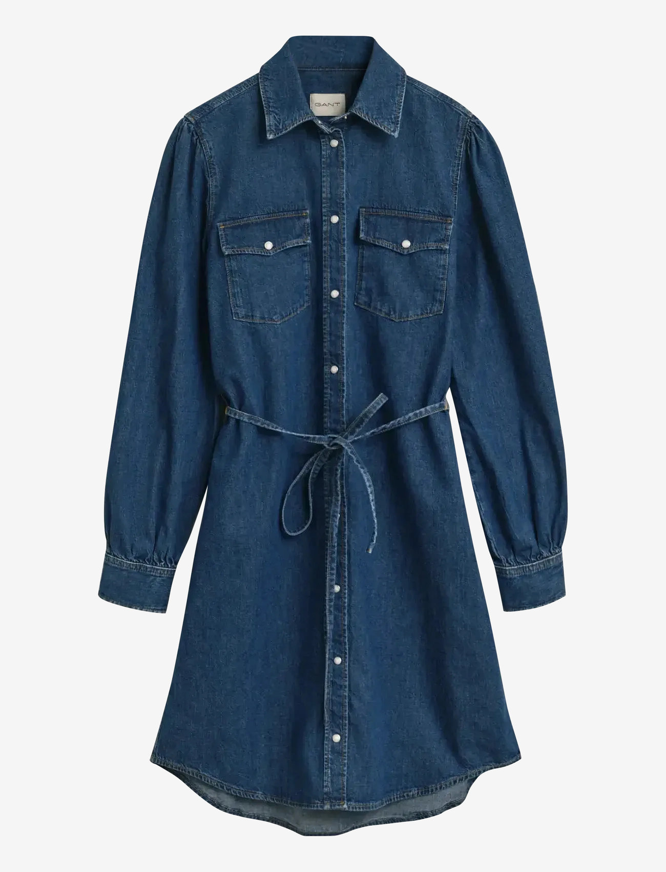 GANT - PUFF SLEEVE DENIM DRESS - denim dresses - indigo - 1