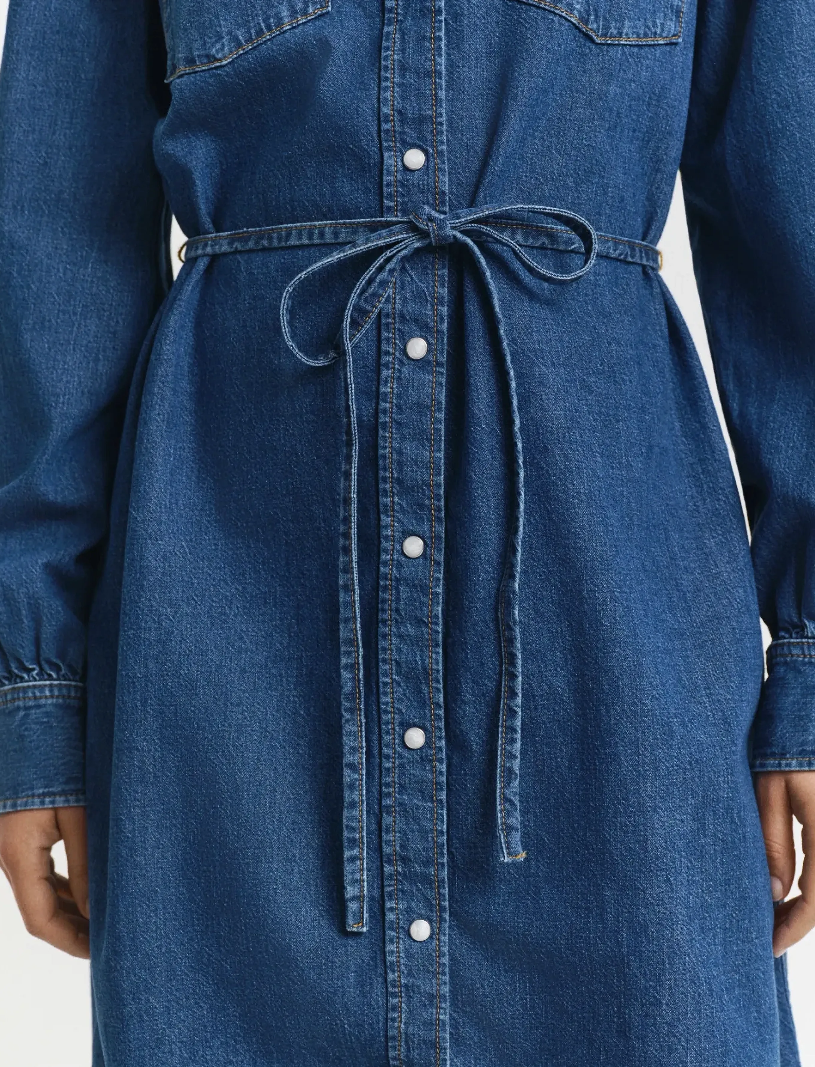 Gant - PUFF SLEEVE DENIM DRESS - jeansklänningar - indigo - 3