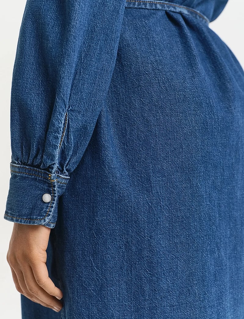 GANT - PUFF SLEEVE DENIM DRESS - denim dresses - indigo - 5