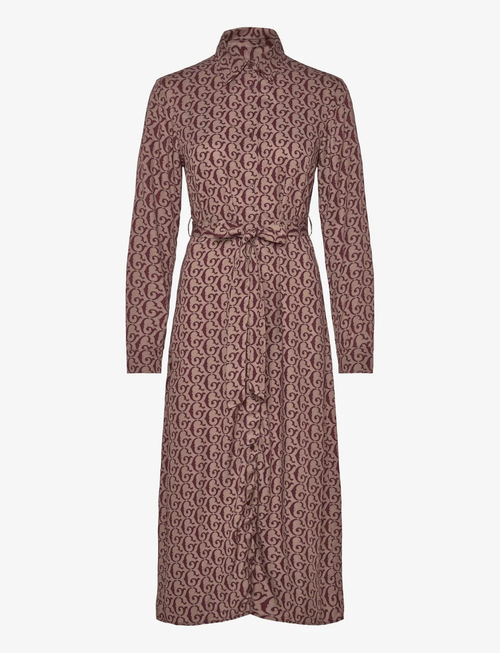 GANT - BELTED G PRINT SHIRT DRESS - hemdkleider - plum wine - 0