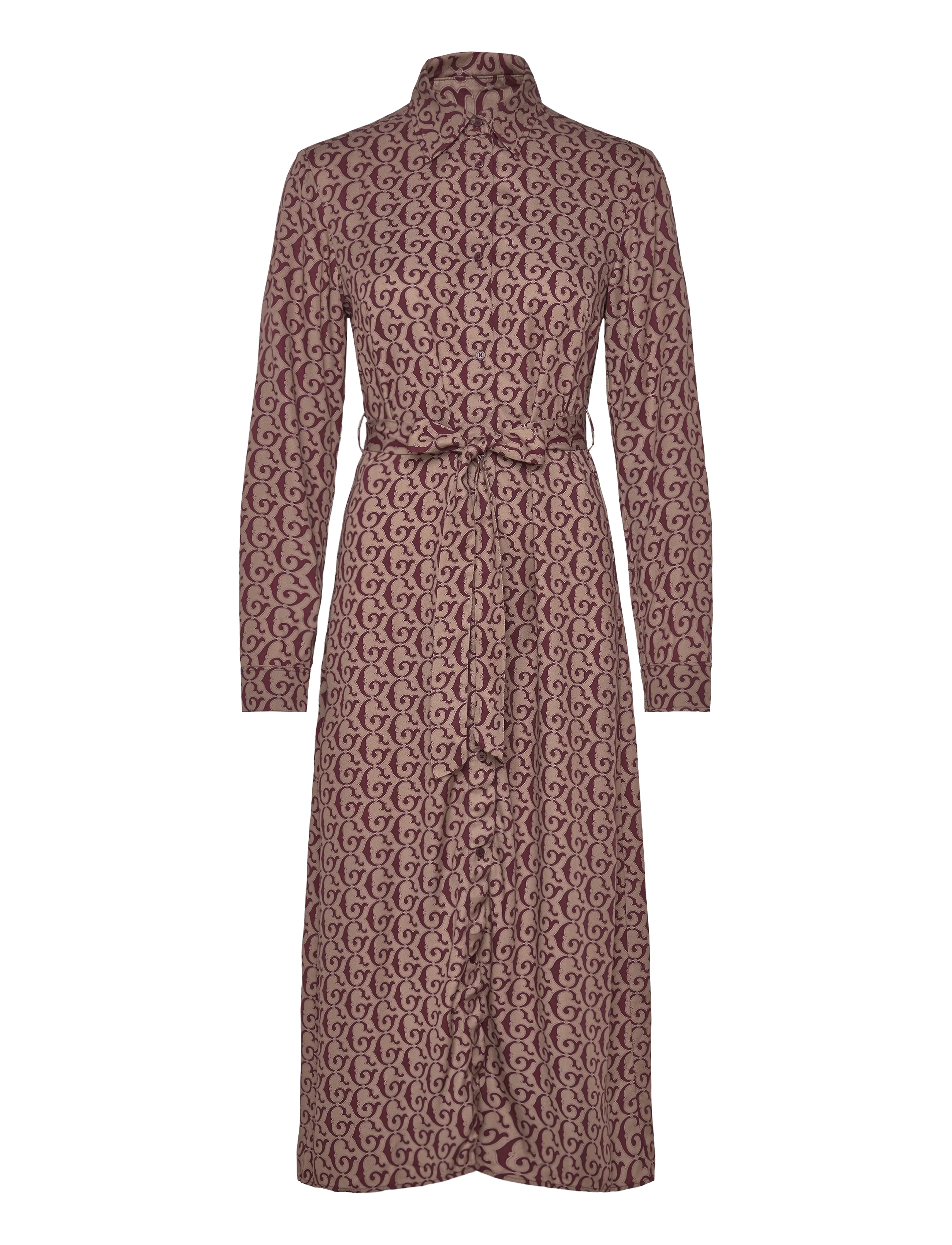 Gant BELTED G PRINT SHIRT DRESS - Särkkleidid - PLUM WINE / burgundy