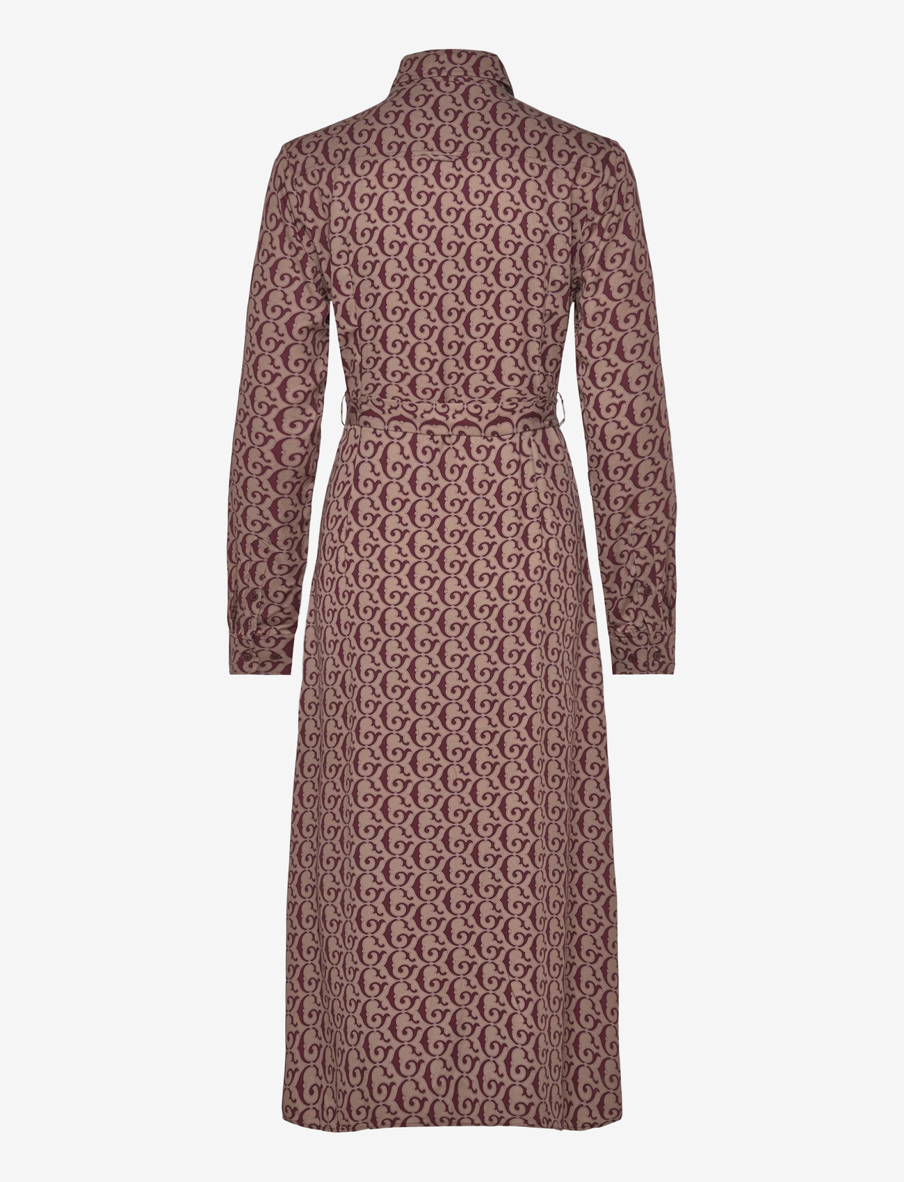 GANT - BELTED G PRINT SHIRT DRESS - skjortekjoler - plum wine - 1