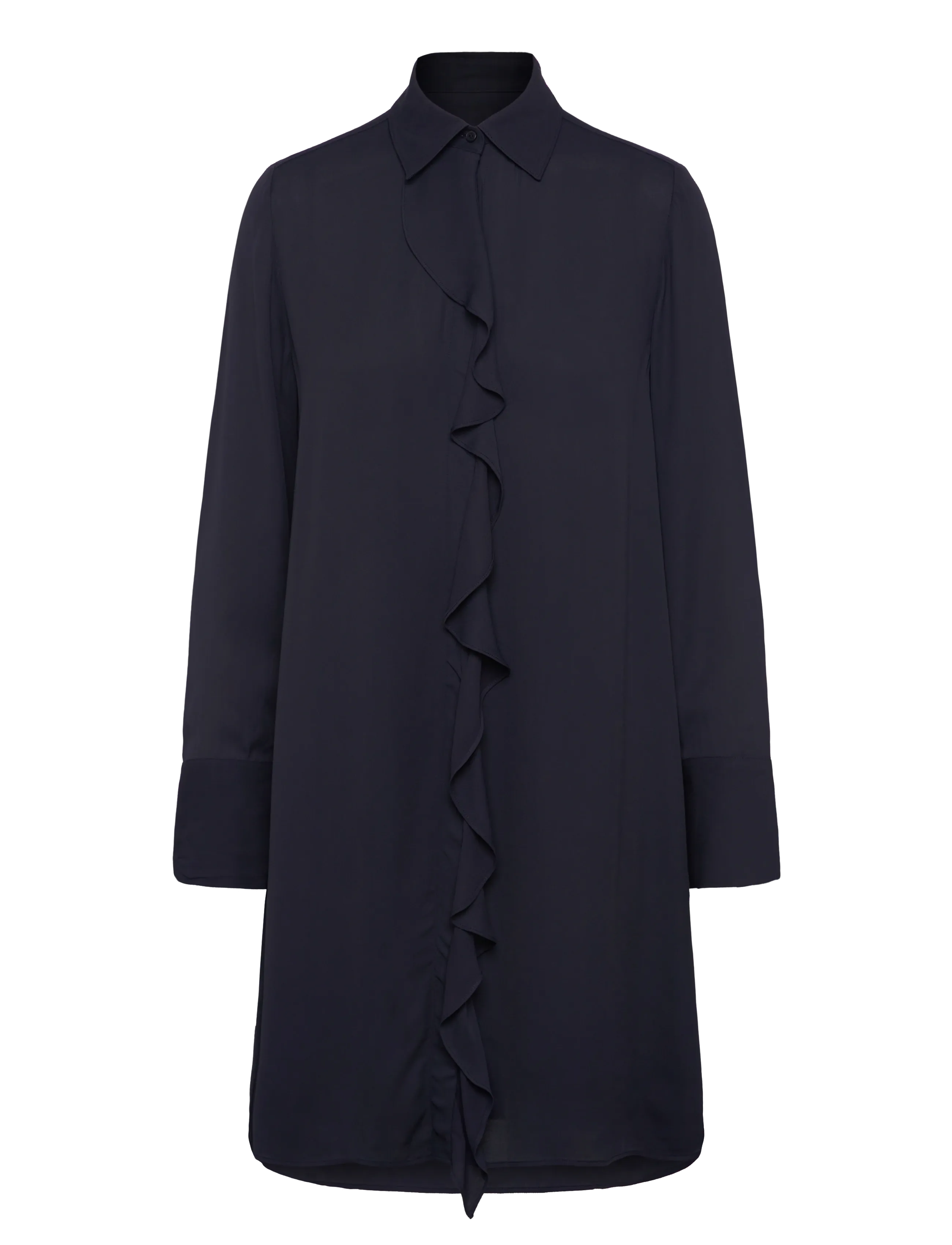 Gant Crepe Viscose Ruffle Shirt Dress, 38, Dresses, Marineblau - Knee-length & Midi, Frauen