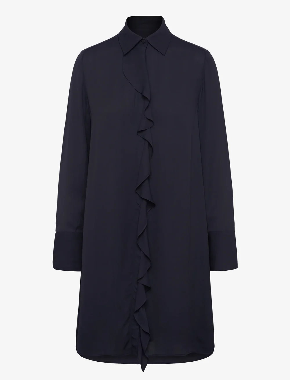 GANT - CREPE VISCOSE RUFFLE SHIRT DRESS - hemdkleider - evening blue - 0