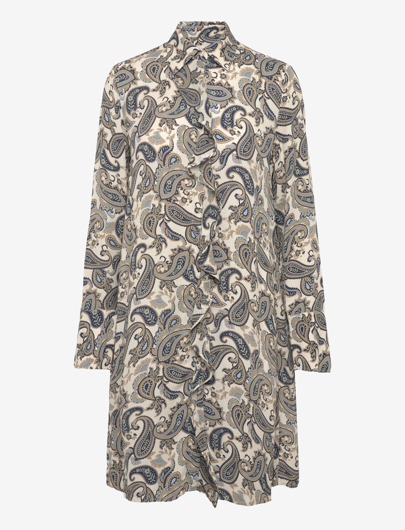 GANT - PAISLEY PRINT RUFFLE SHIRT DRESS - skjortklänningar - persian blue - 0